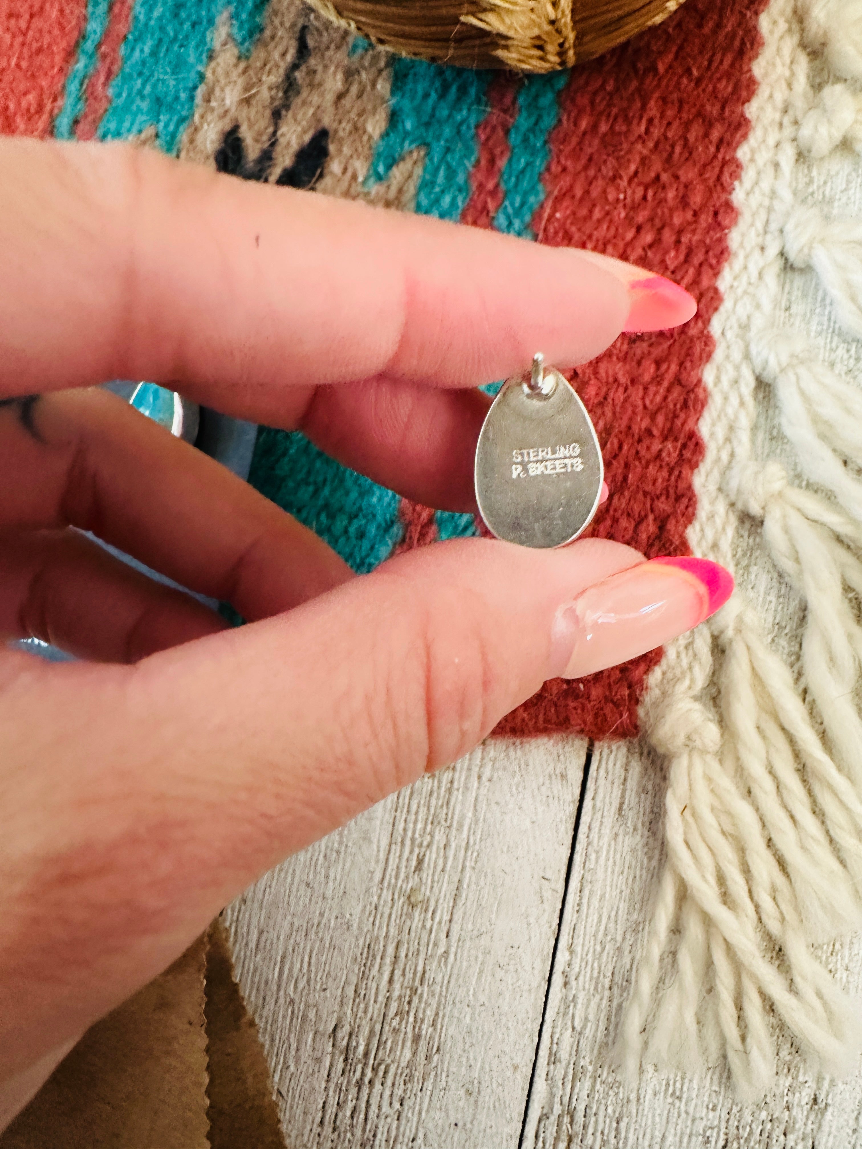 Handcrafted Turquoise & Sterling Silver Teardrop Stud Post Earrings