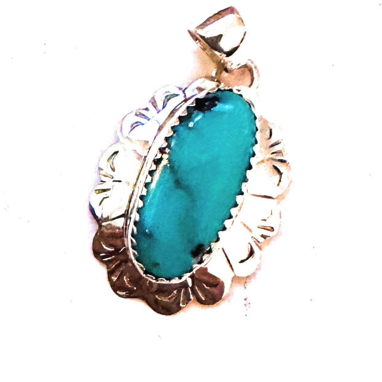 Navajo Turquoise & Sterling Silver Flower Pendant