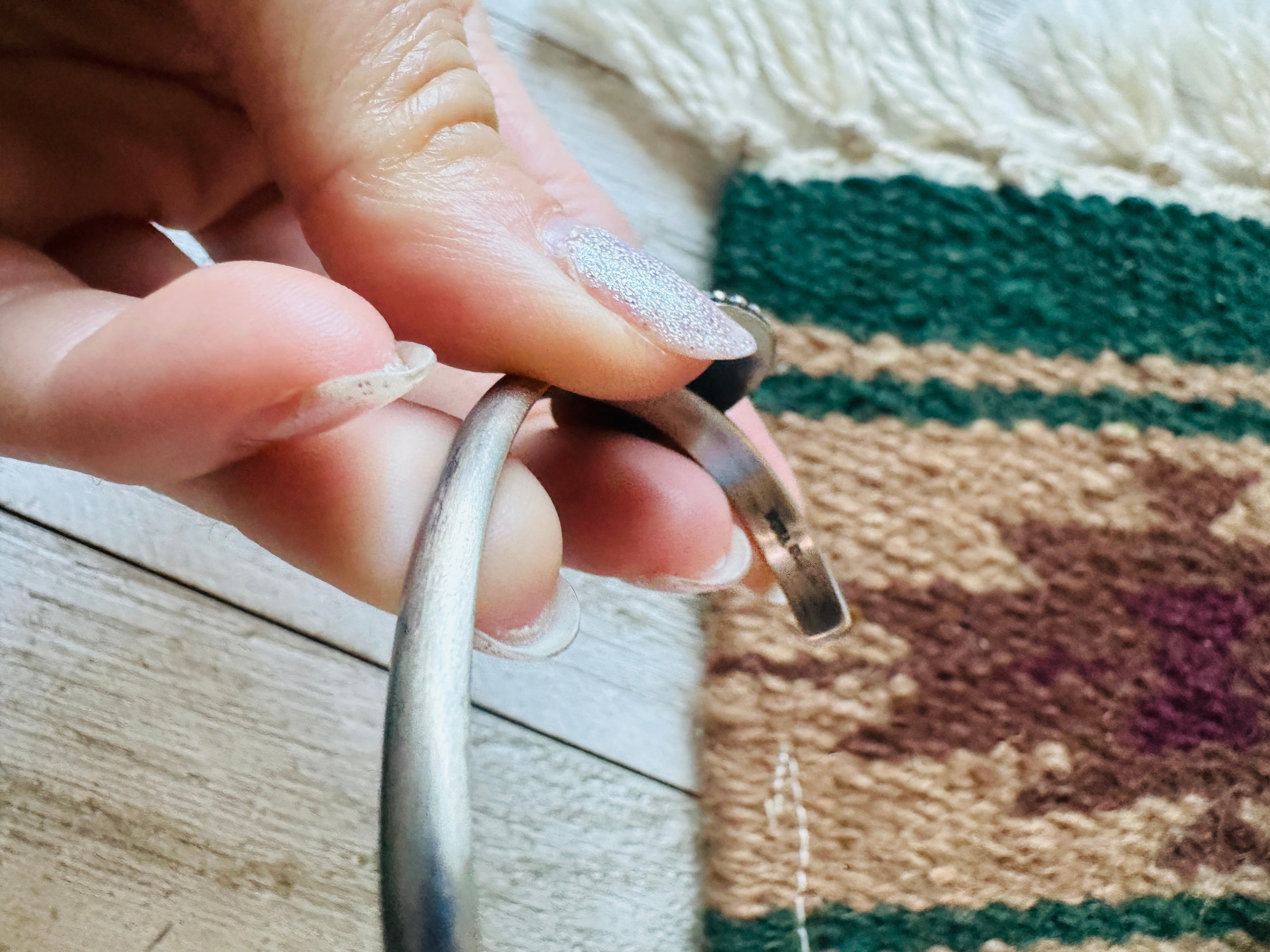 Navajo Sterling Silver & Number 8 Turquoise Cuff Bracelet