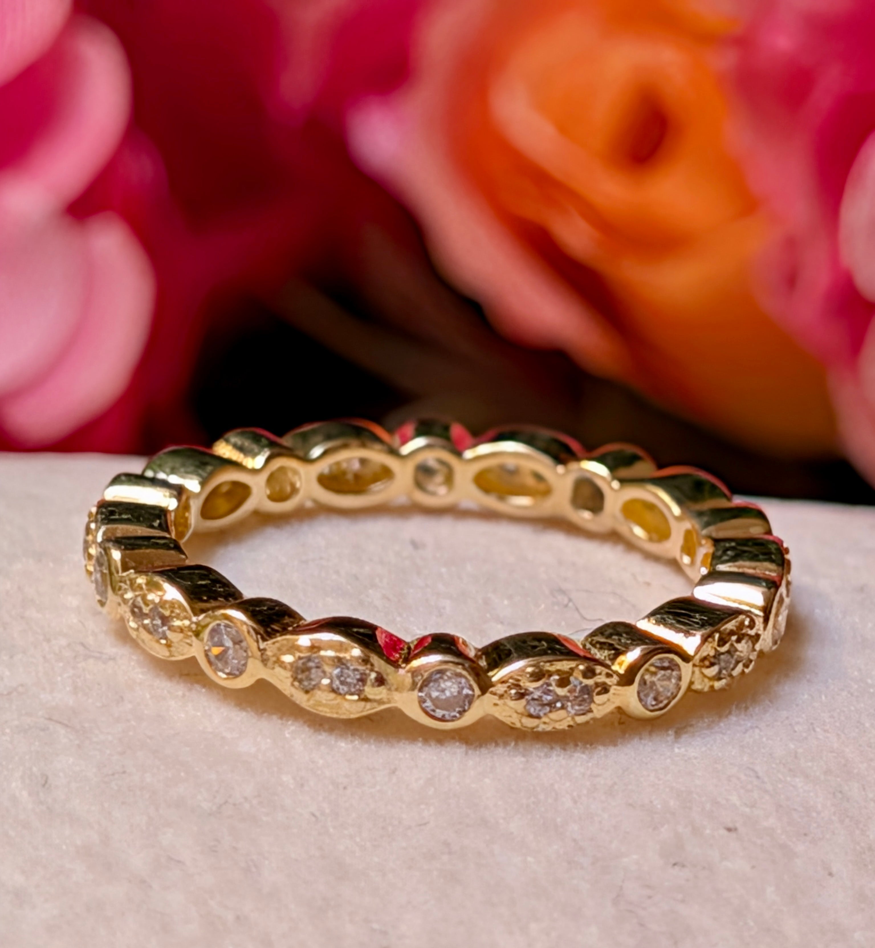 14m Gd CZ Bezel Band Ring