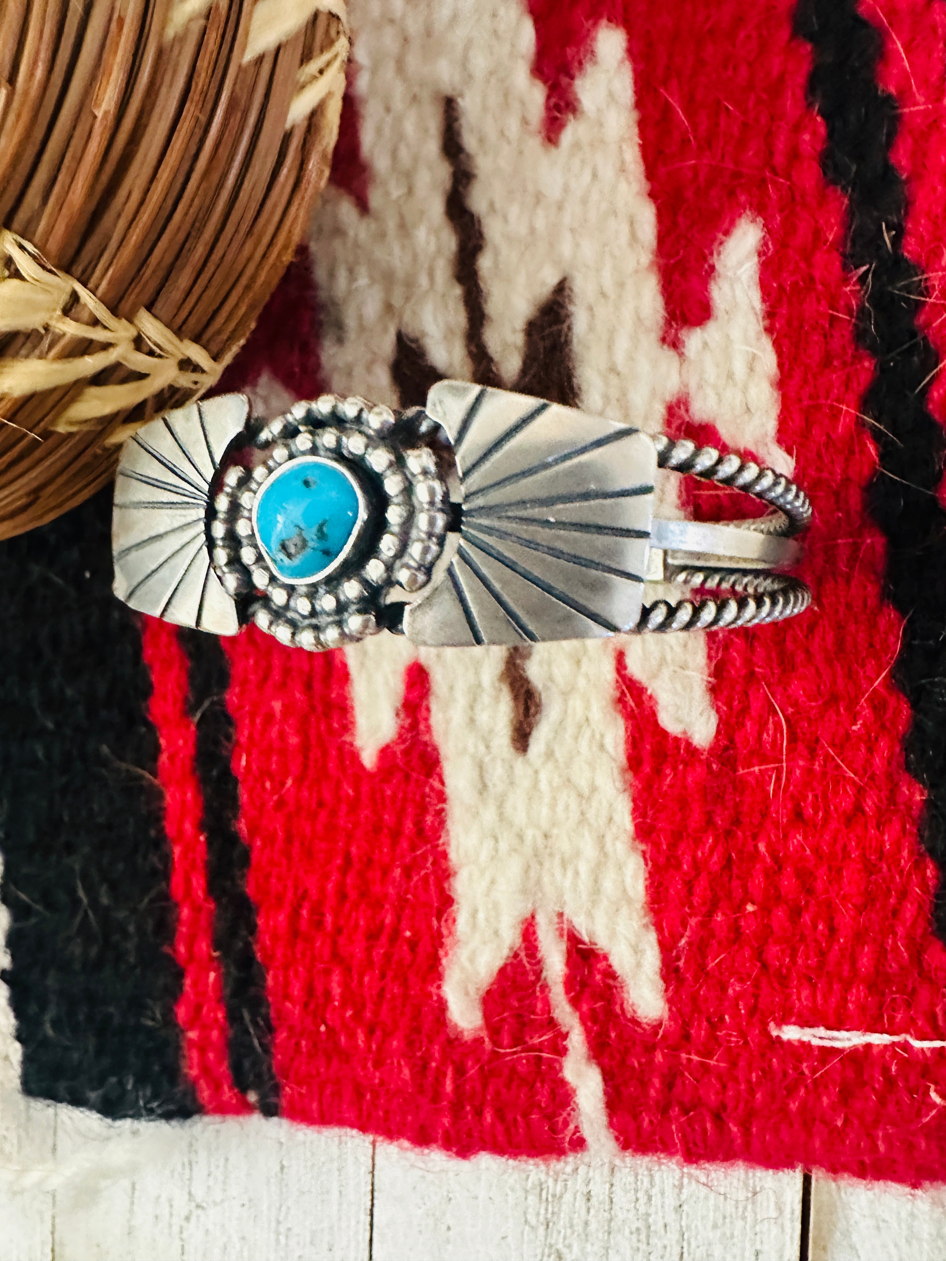 Navajo Kingman Turquoise & Sterling Silver Cuff Bracelet