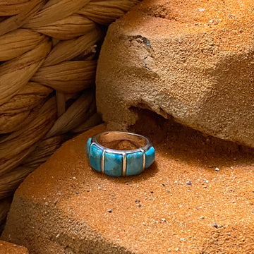 Sterling Silver Five Stone Turquoise Ring Size 6.5