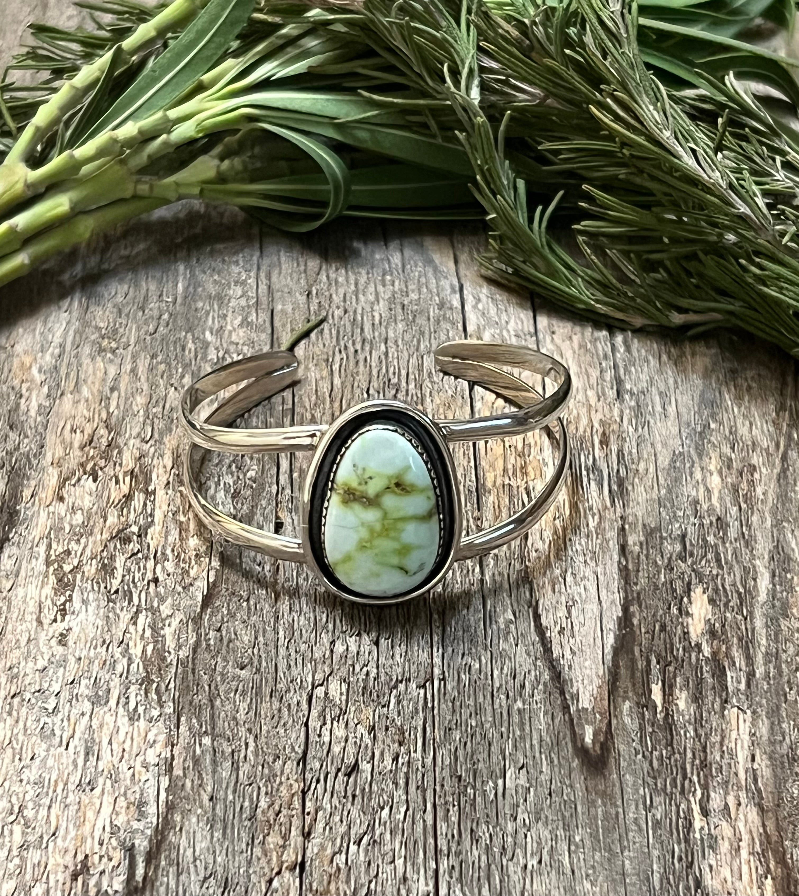 Handmade Palomino Turquoise & Sterling Silver Tear Drop Cuff Bracelet