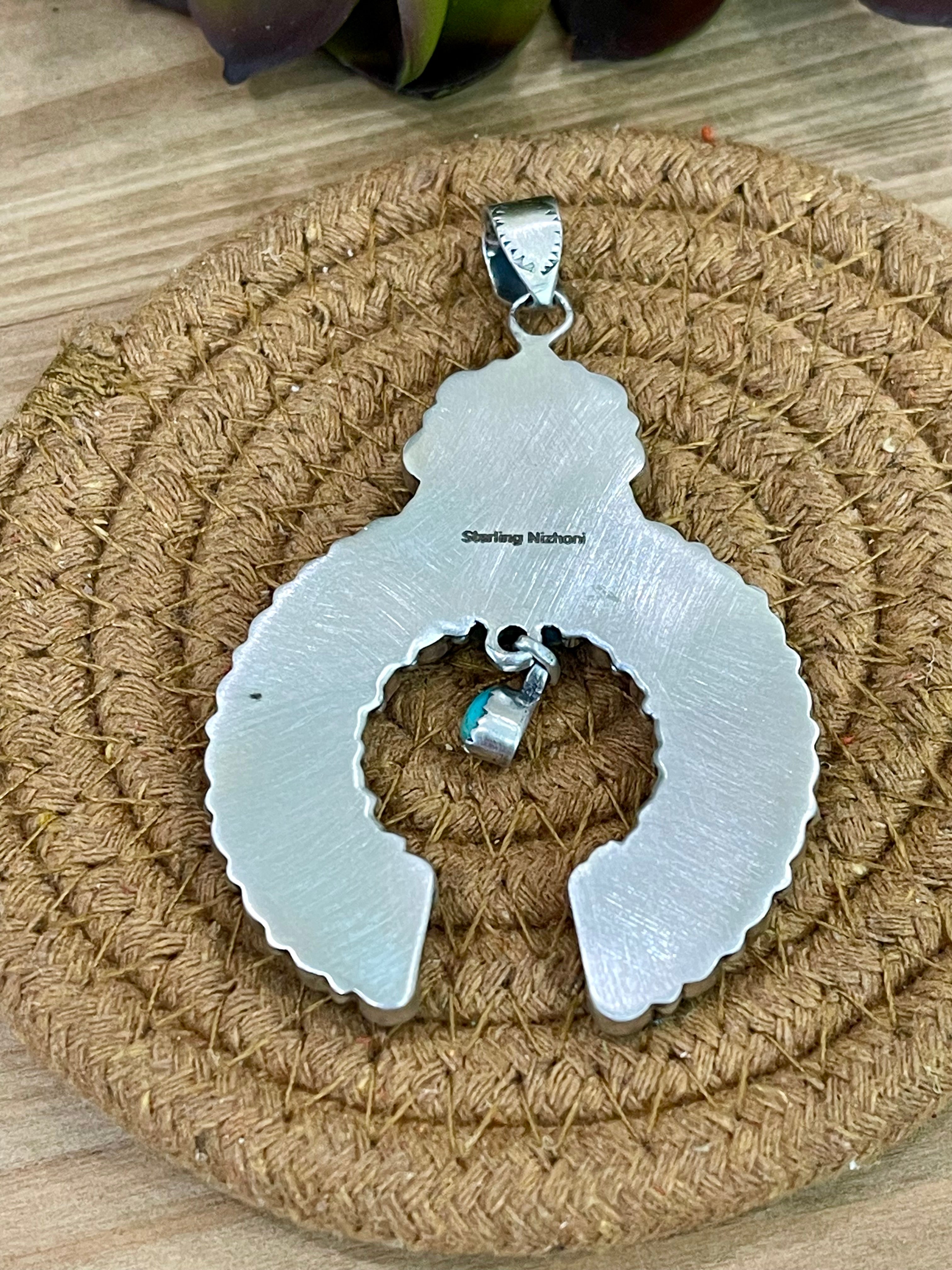 Handmade Sterling Silver , Turquoise & Pink Fire Opal Cluster Naja Pendant