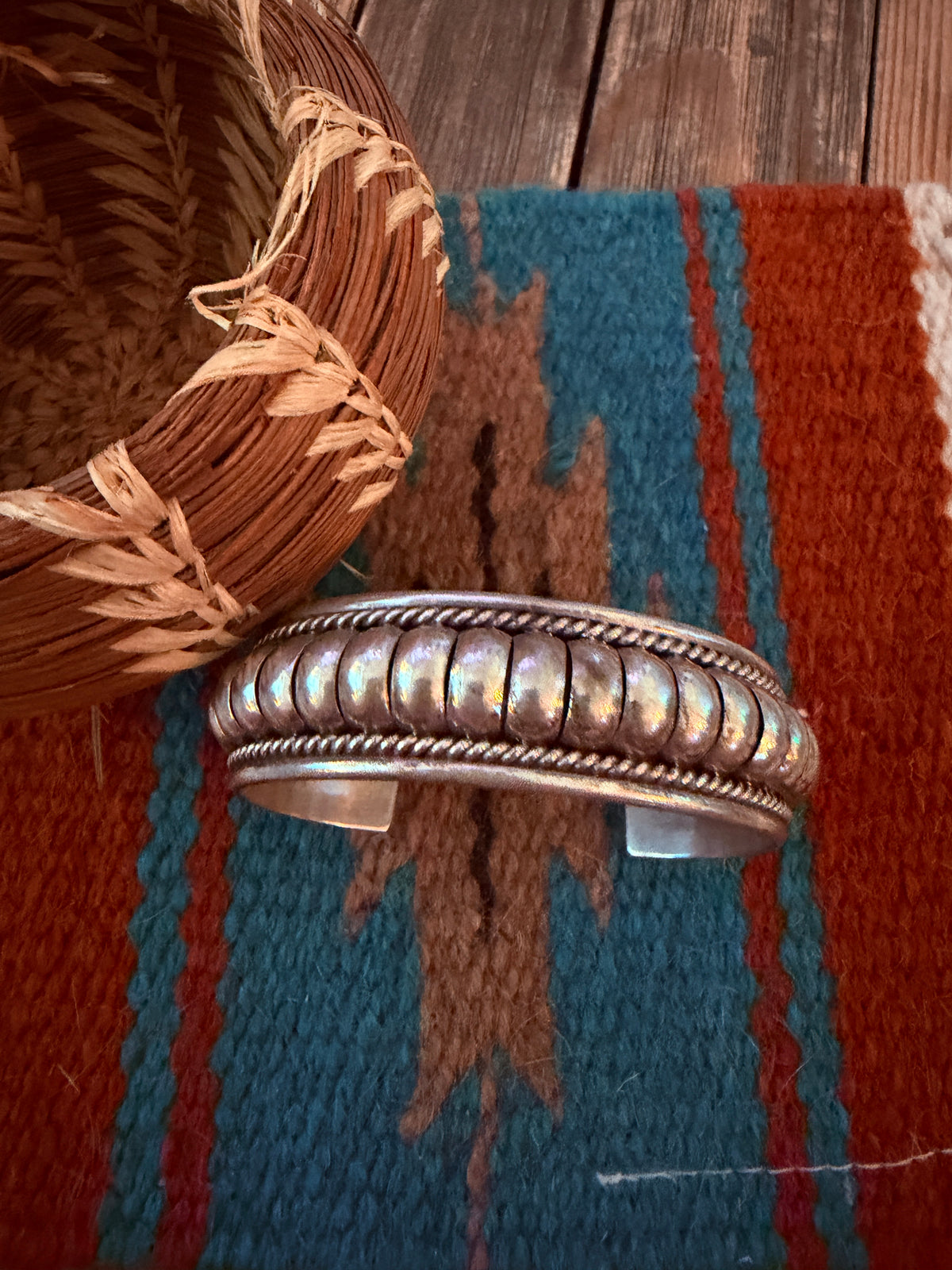 Handcrafted Old Pawn Rolled Sterling Silver Cuff Bracelet