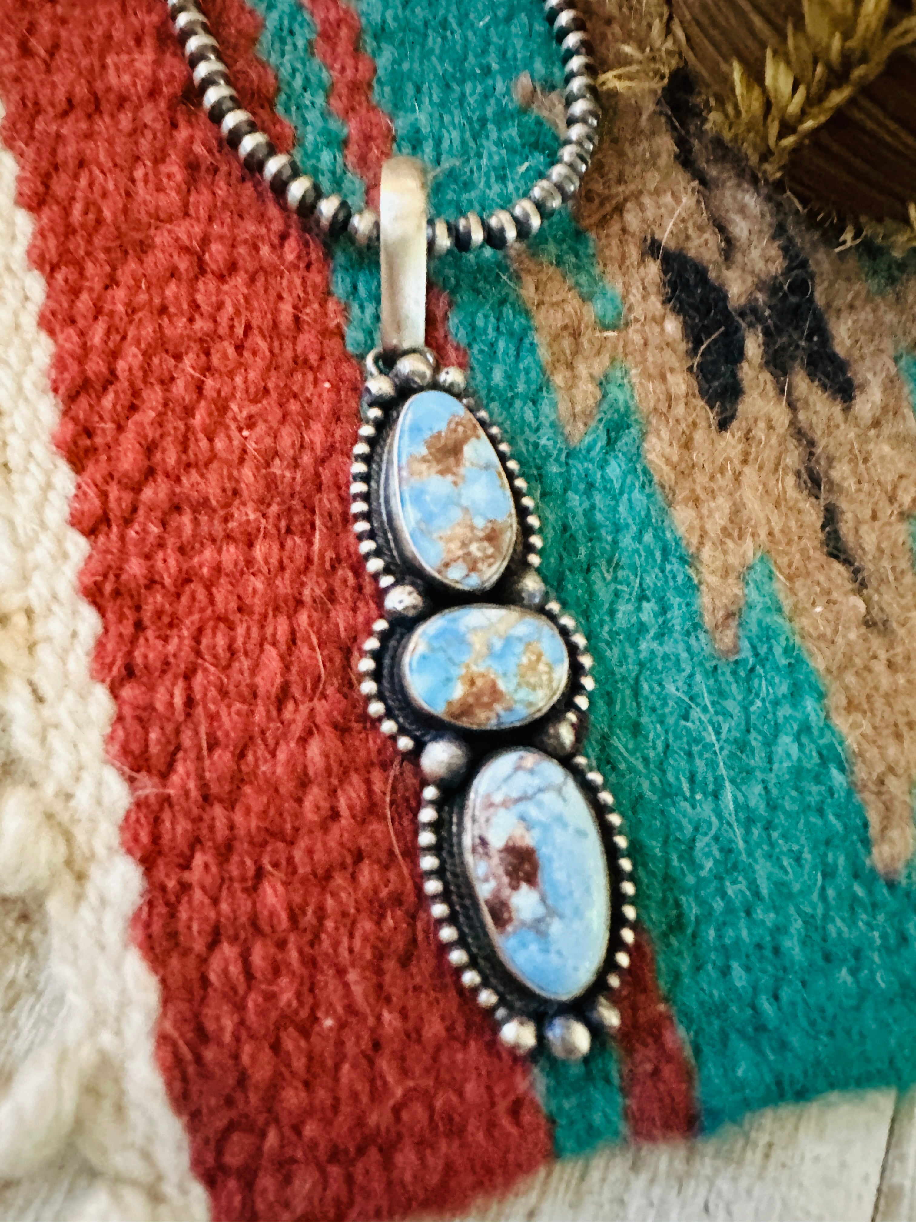 Handcrafted Golden Hills Turquoise & Sterling Silver Pendant