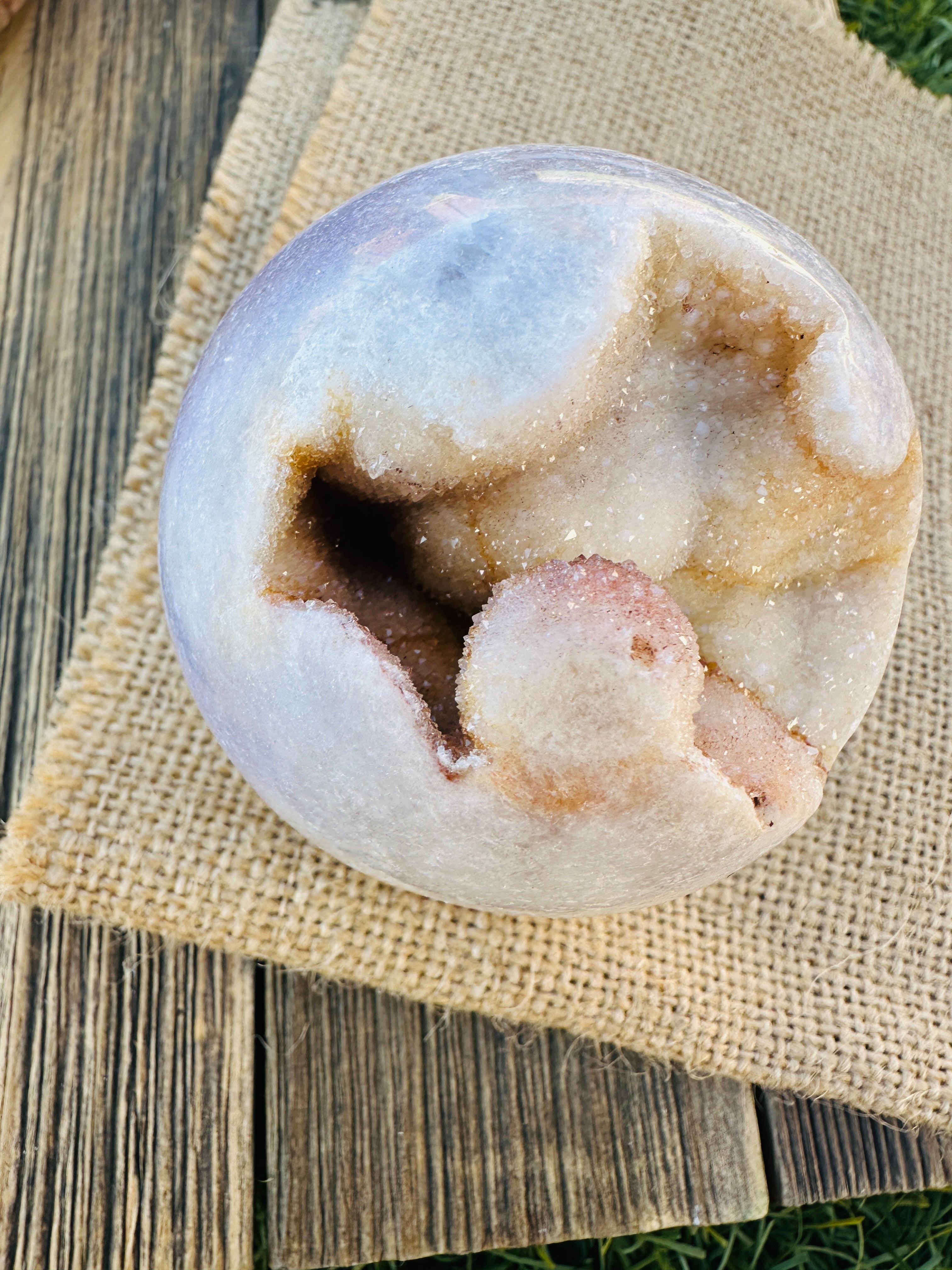 ✨ Nizhoni Crystals ✨  Pink Amethyst Geode Sphere