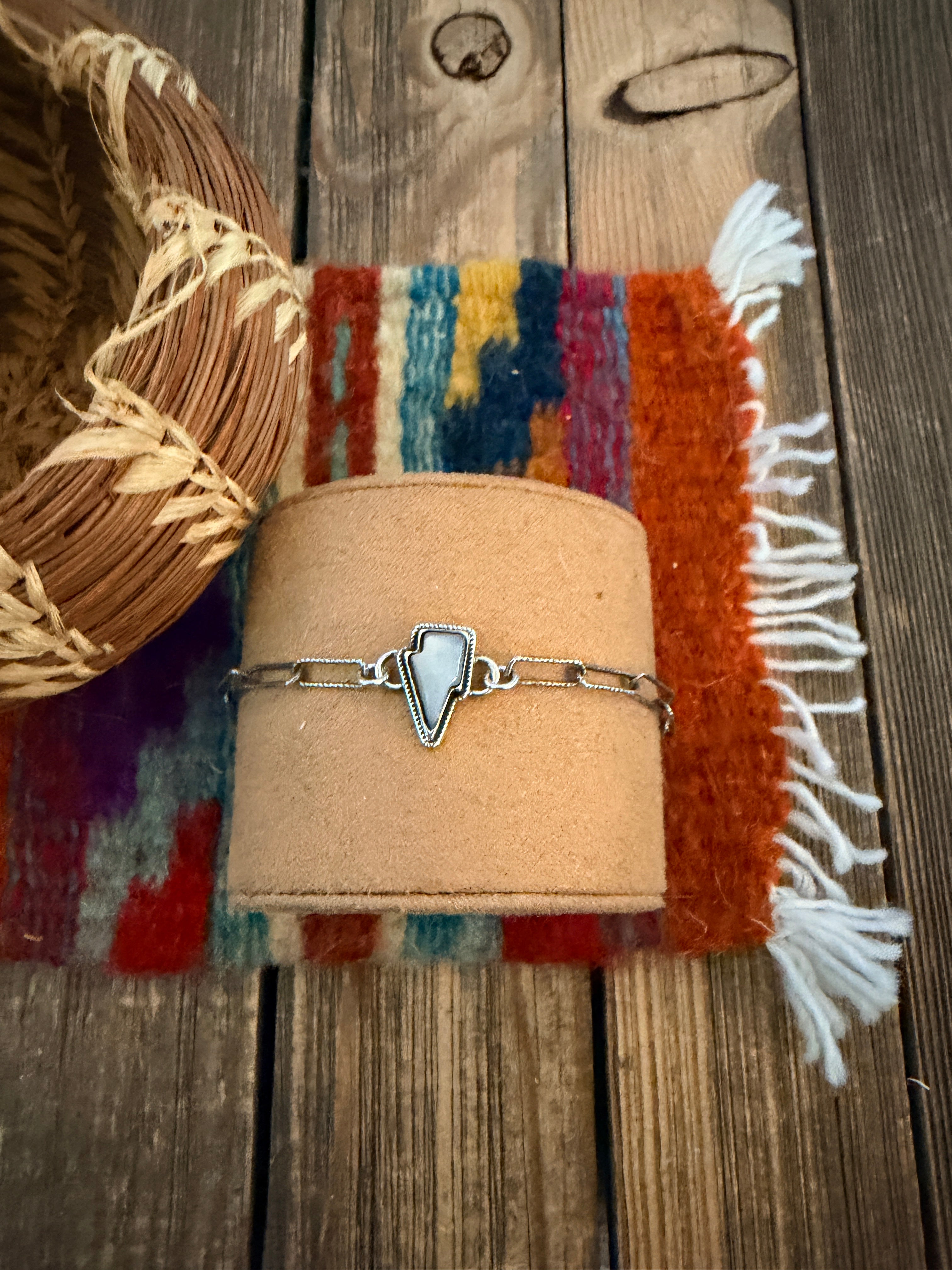 Handmade Moonstone & Sterling Silver Lightning Bolt Anklet