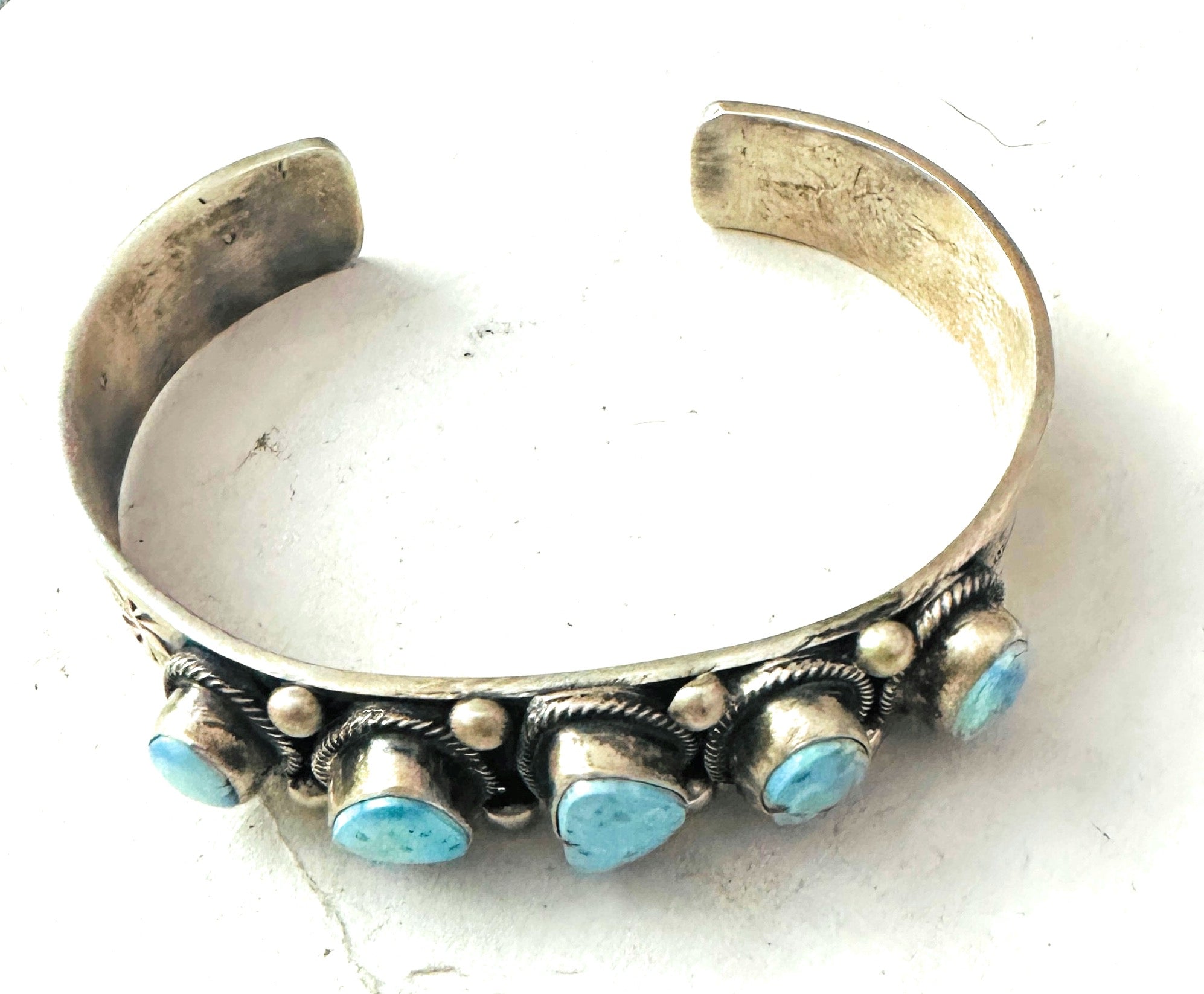 Navajo Golden Hills Turquoise & Sterling Silver Cuff Bracelet