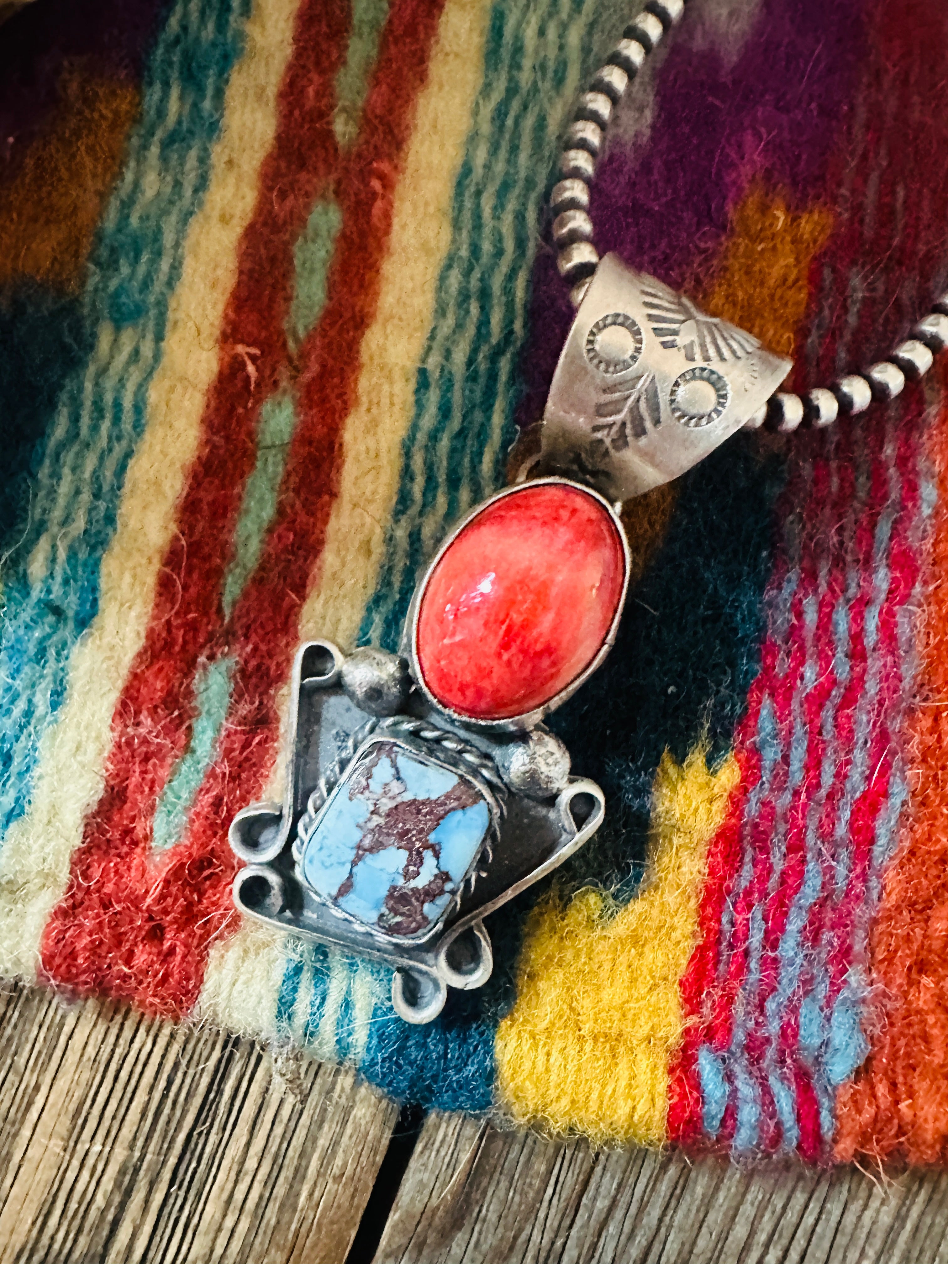 Handcrafted Sterling Silver, Spiny & Turquoise Pendant