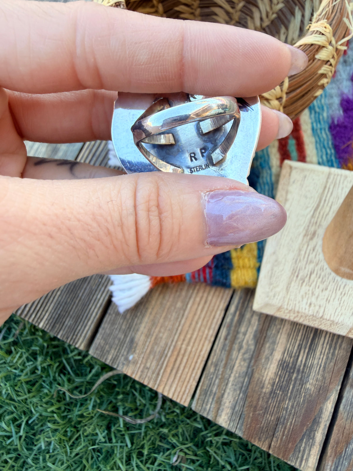 Handcrafted Wild Horse & Sterling Silver Heart Ring 9 by Rosella Paxson