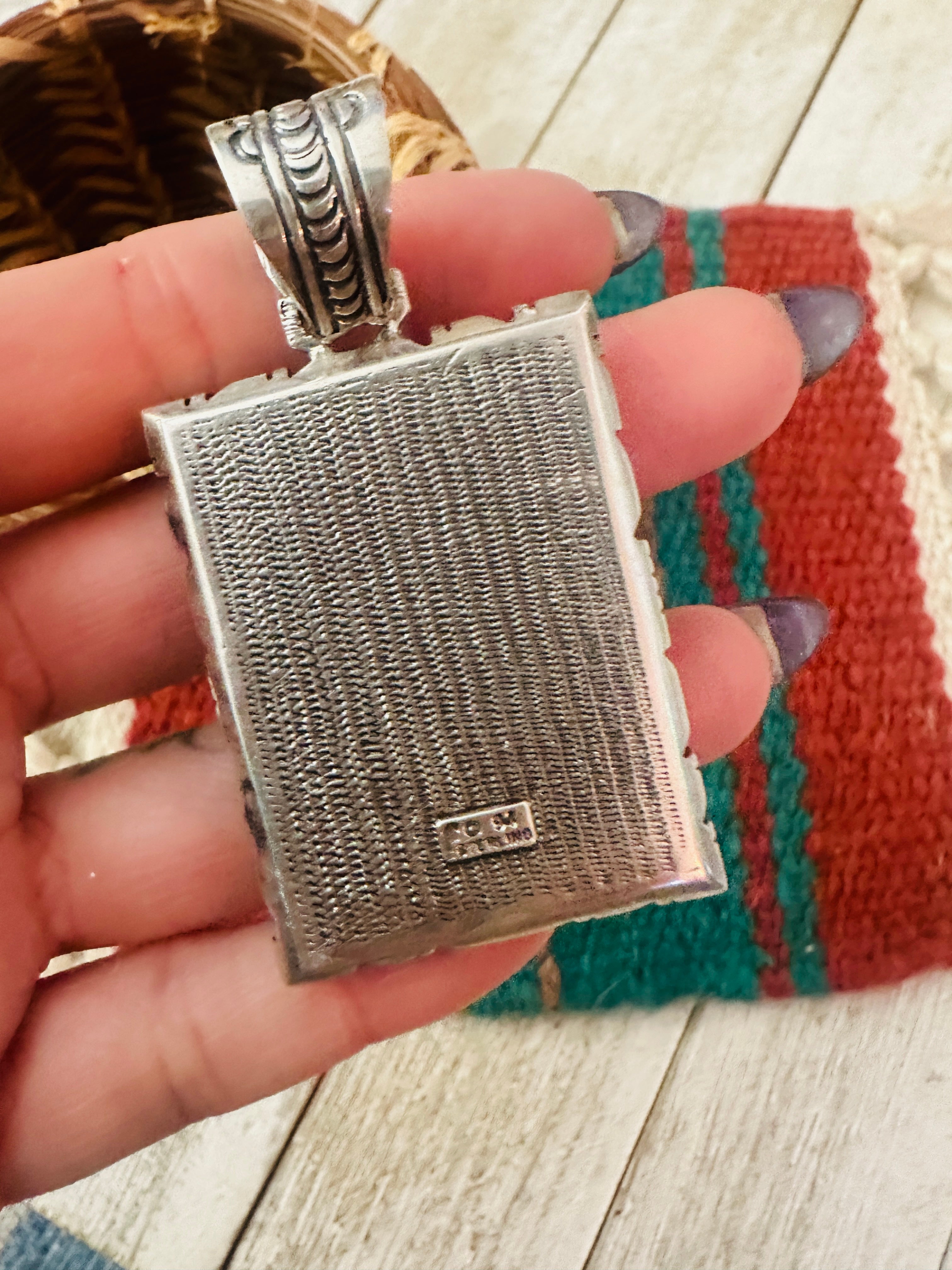 Handcrafted Sterling Silver and Multi Stone Inlay Pendant