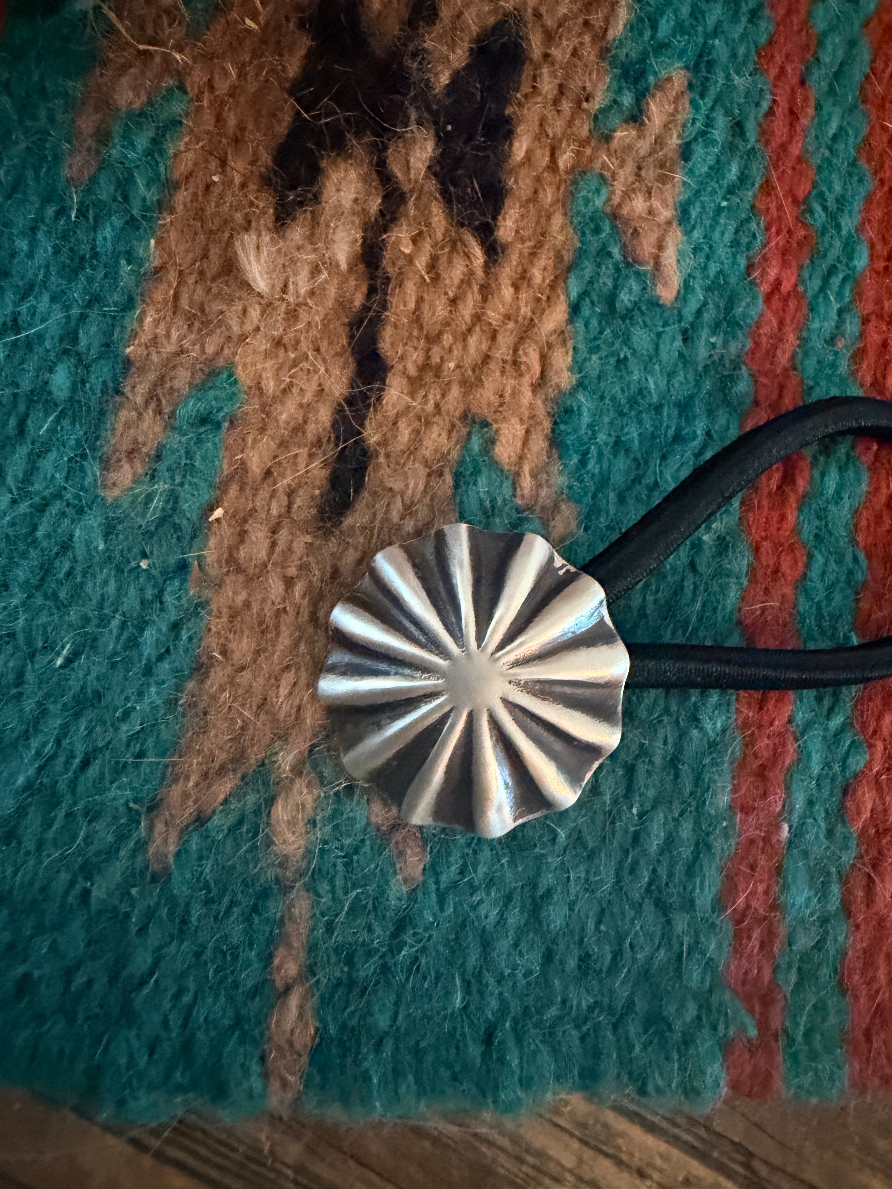Handcrafted Sterling Silver Concho Hair Tie Charm