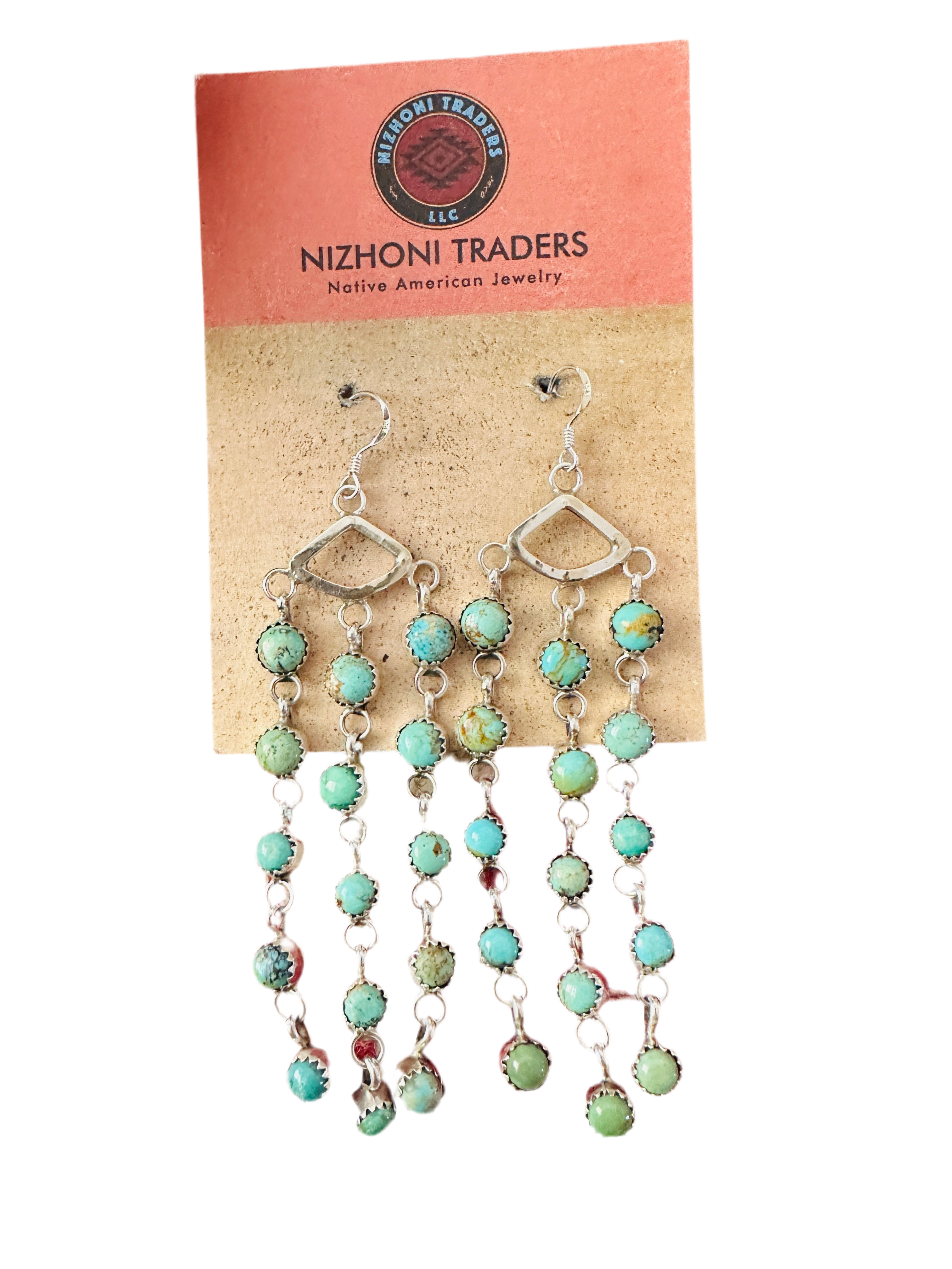 Handcrafted Turquoise & Sterling Silver Chandelier Dangle Earrings