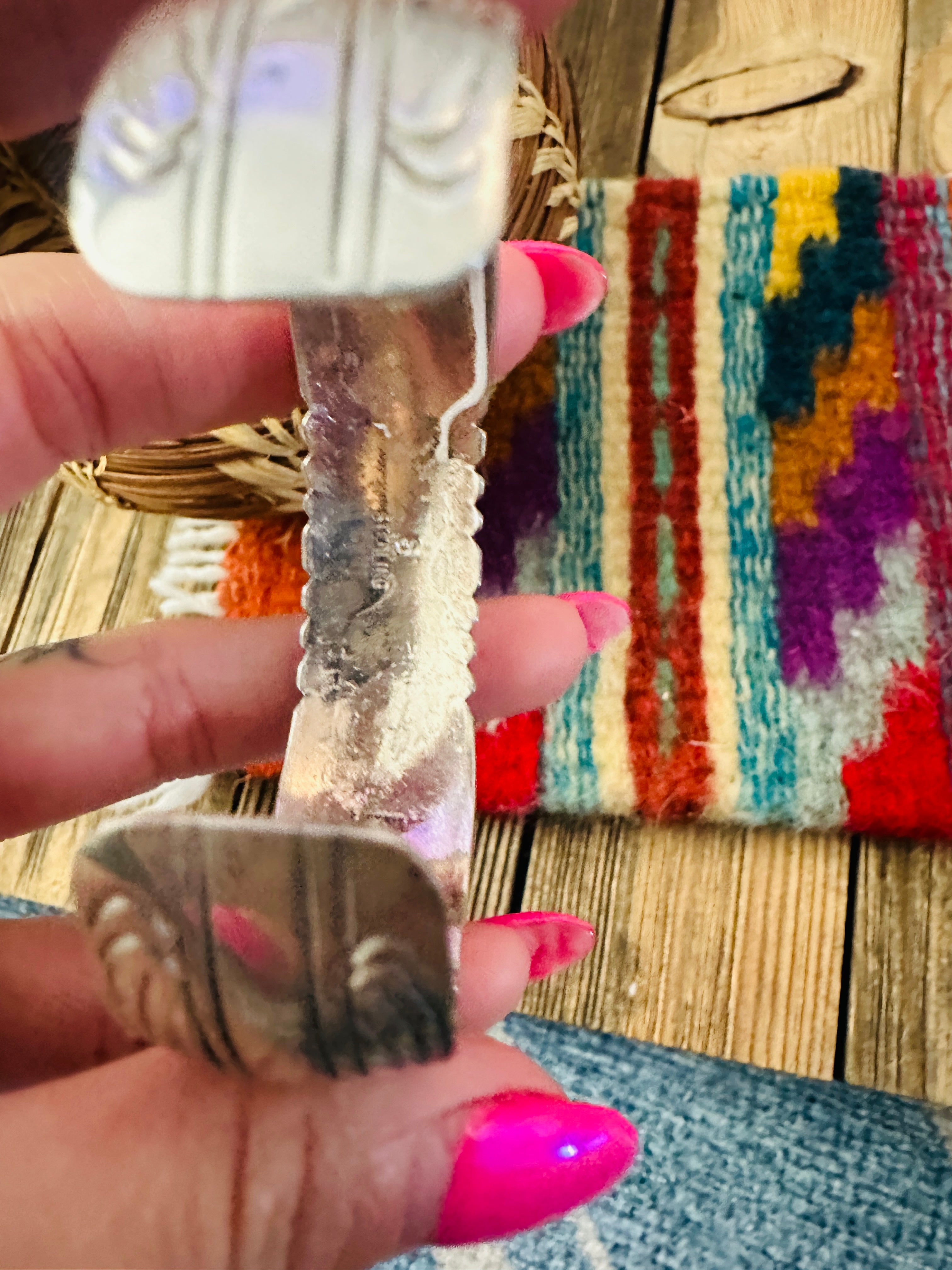 Handcrafted Old Pawn Sterling Silver & Turquoise Cuff Bracelet