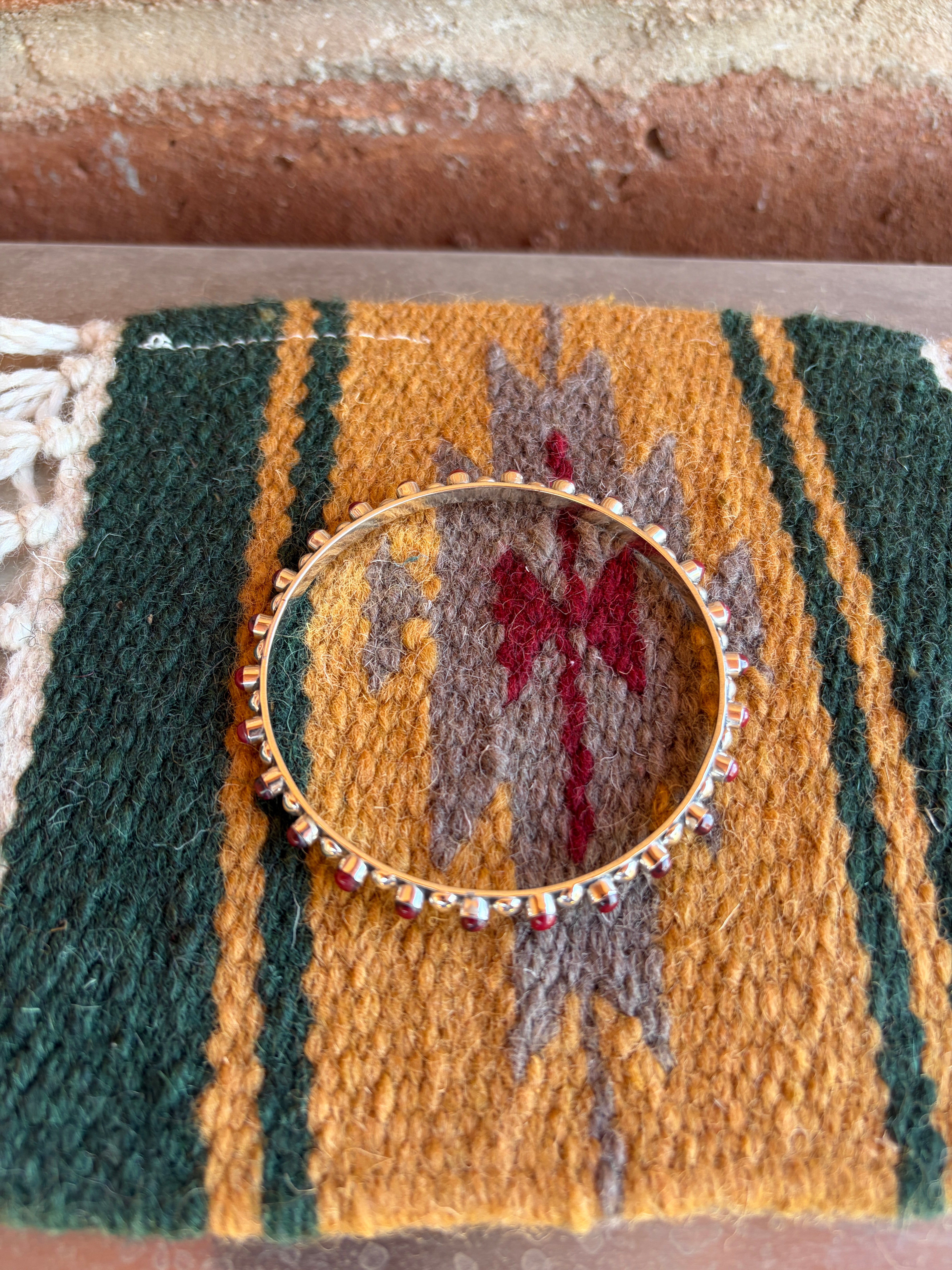 Handmade Red Jasper & Sterling Silver Bangle Bracelet