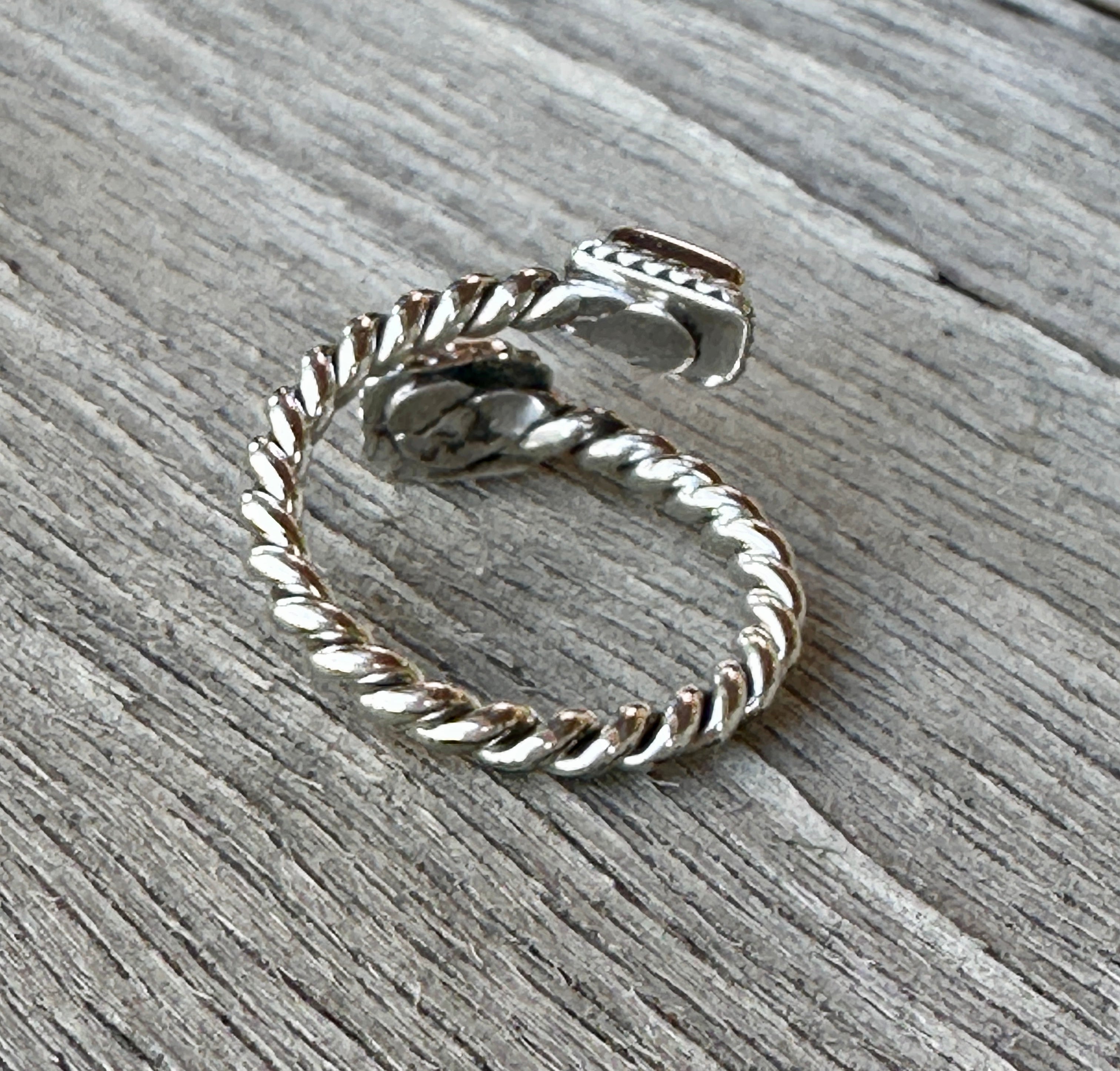 White Buffalo Two Stone & Sterling Silver Adjustable Ring