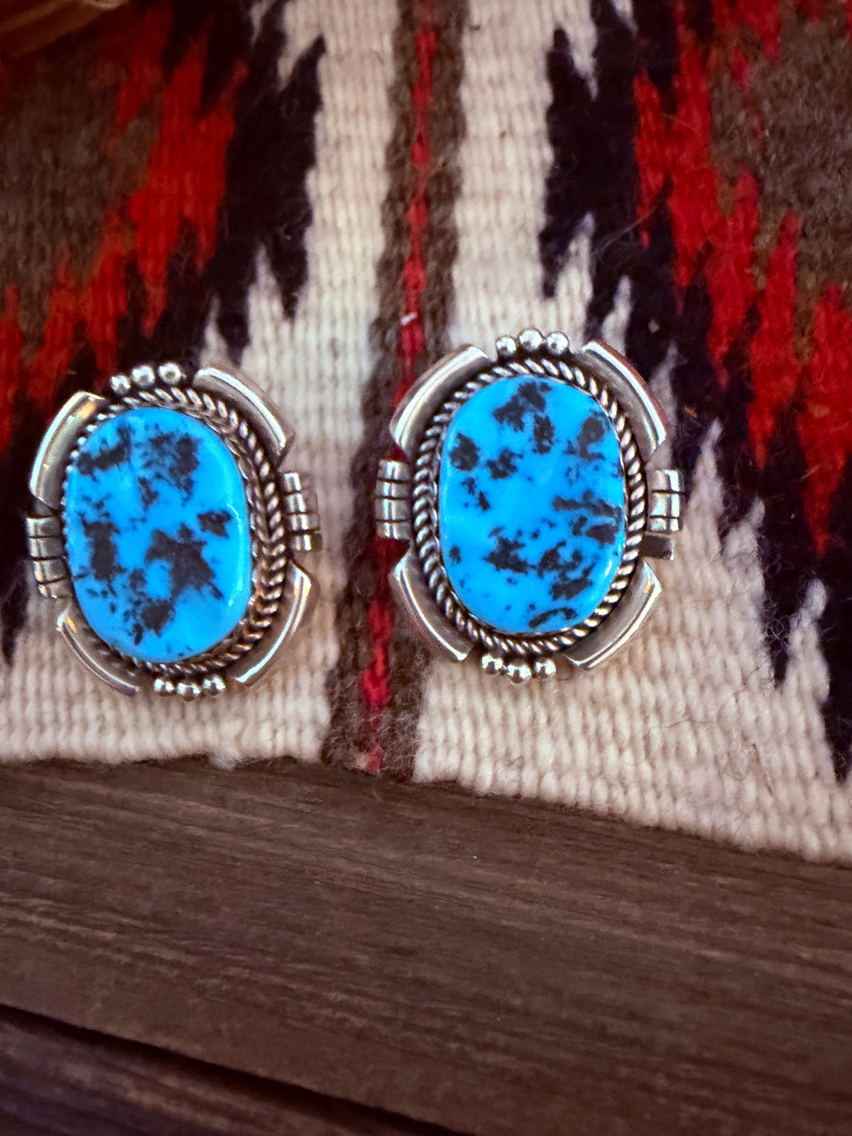 Handcrafted Turquoise & Sterling Silver Clip On Earrings