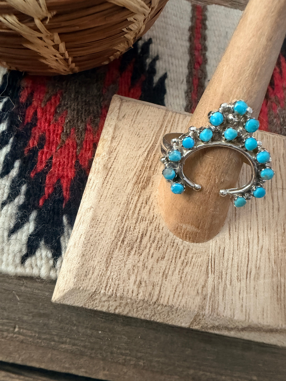 Handcrafted Turquoise & Sterling Silver Naja Cluster Ring