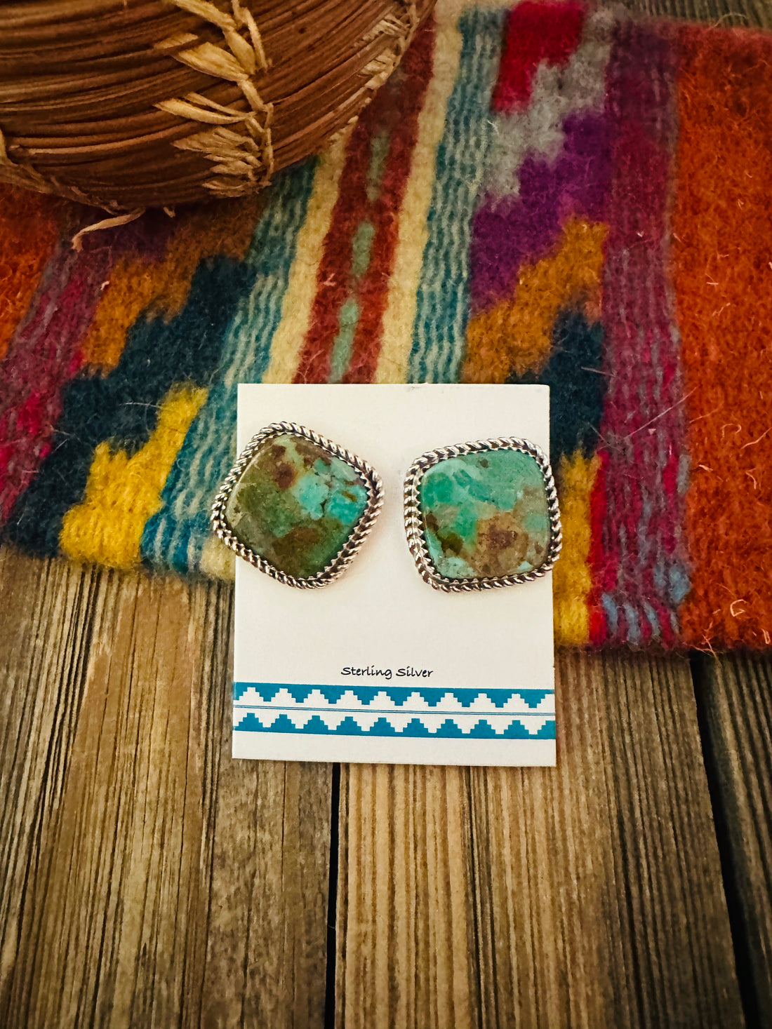 Handcrafted Turquoise & Sterling Silver Post Earrings