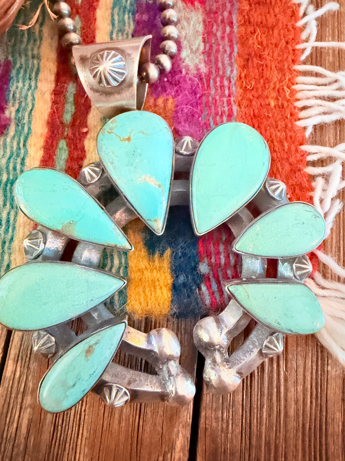 Handcrafted Sterling Silver & Turquoise Naja Pendant by Chimney Butte