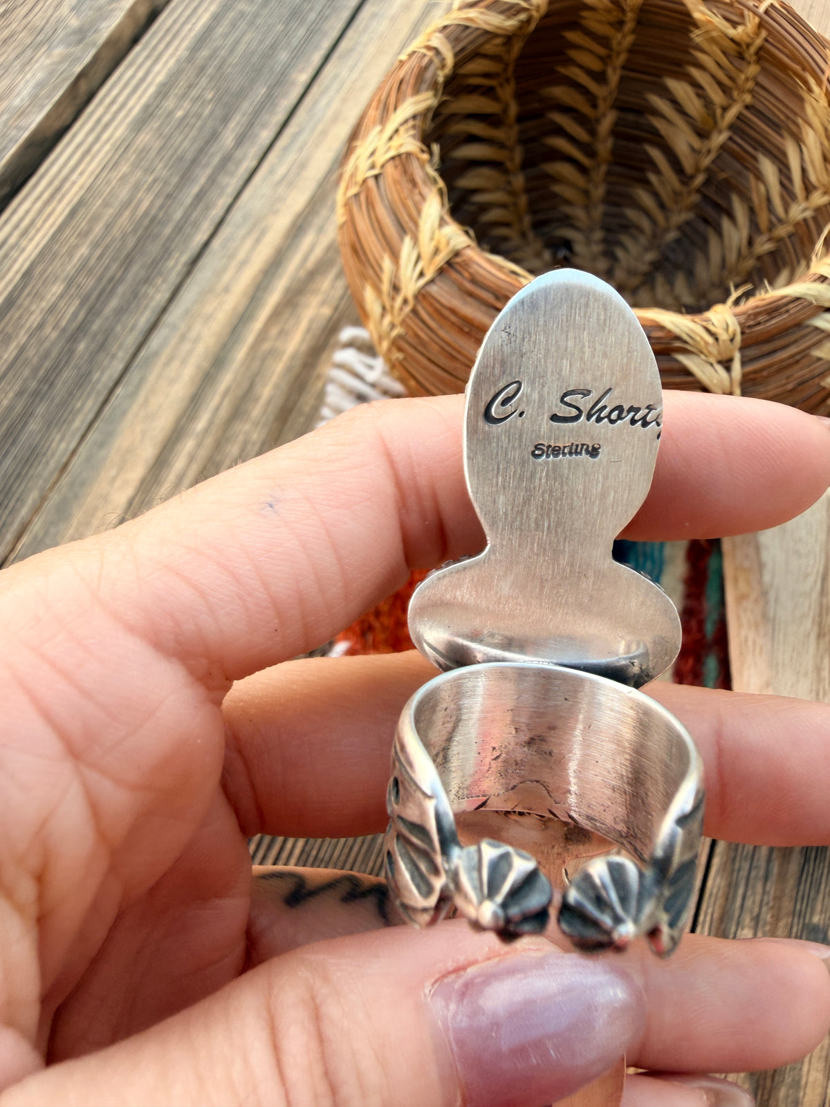 Handcrafted Spiny Oyster, Turquoise & Sterling Silver Adjustable Ring