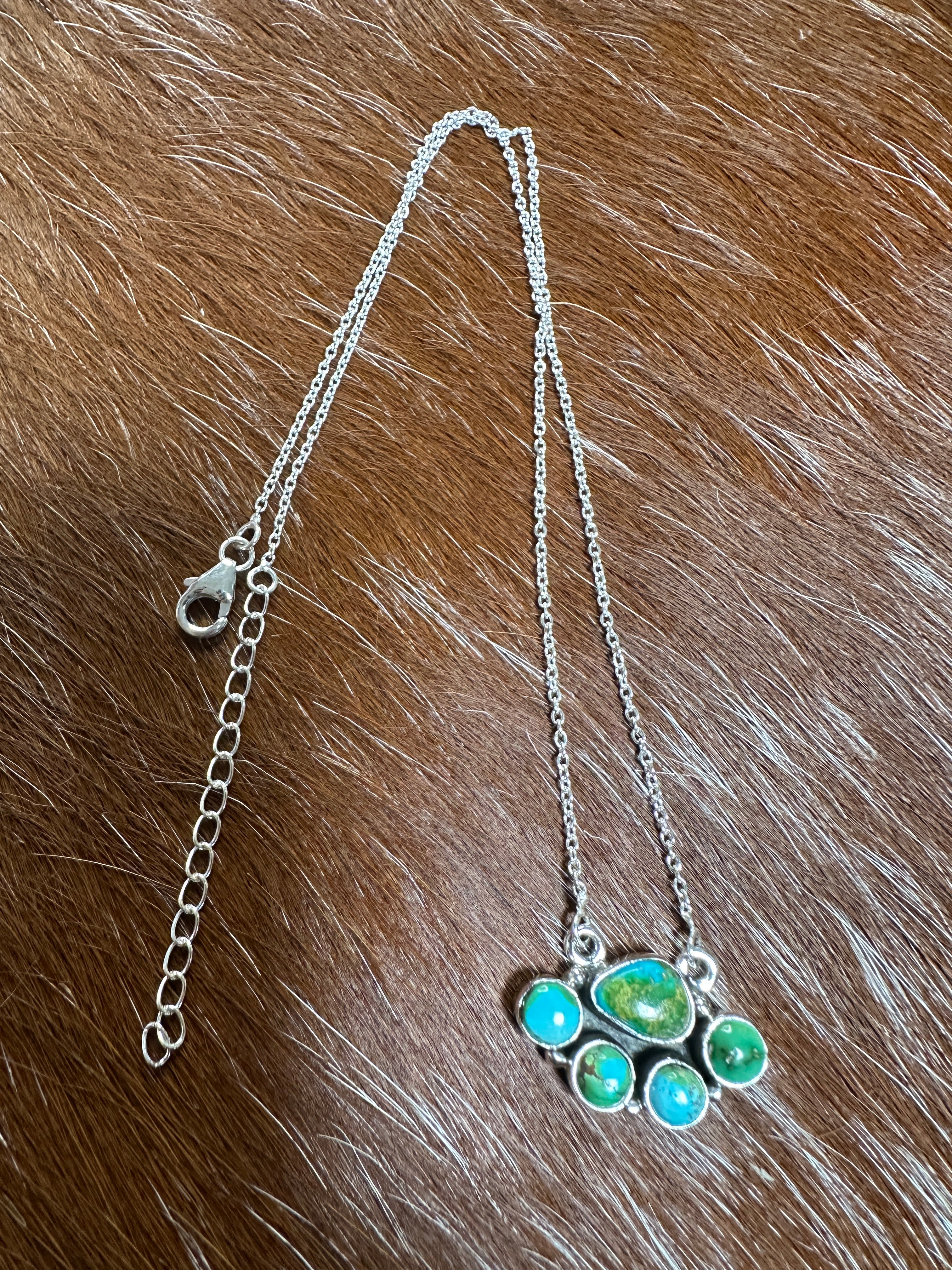 Handmade Sterling Silver, Sonoran Mountain Turquoise Necklace