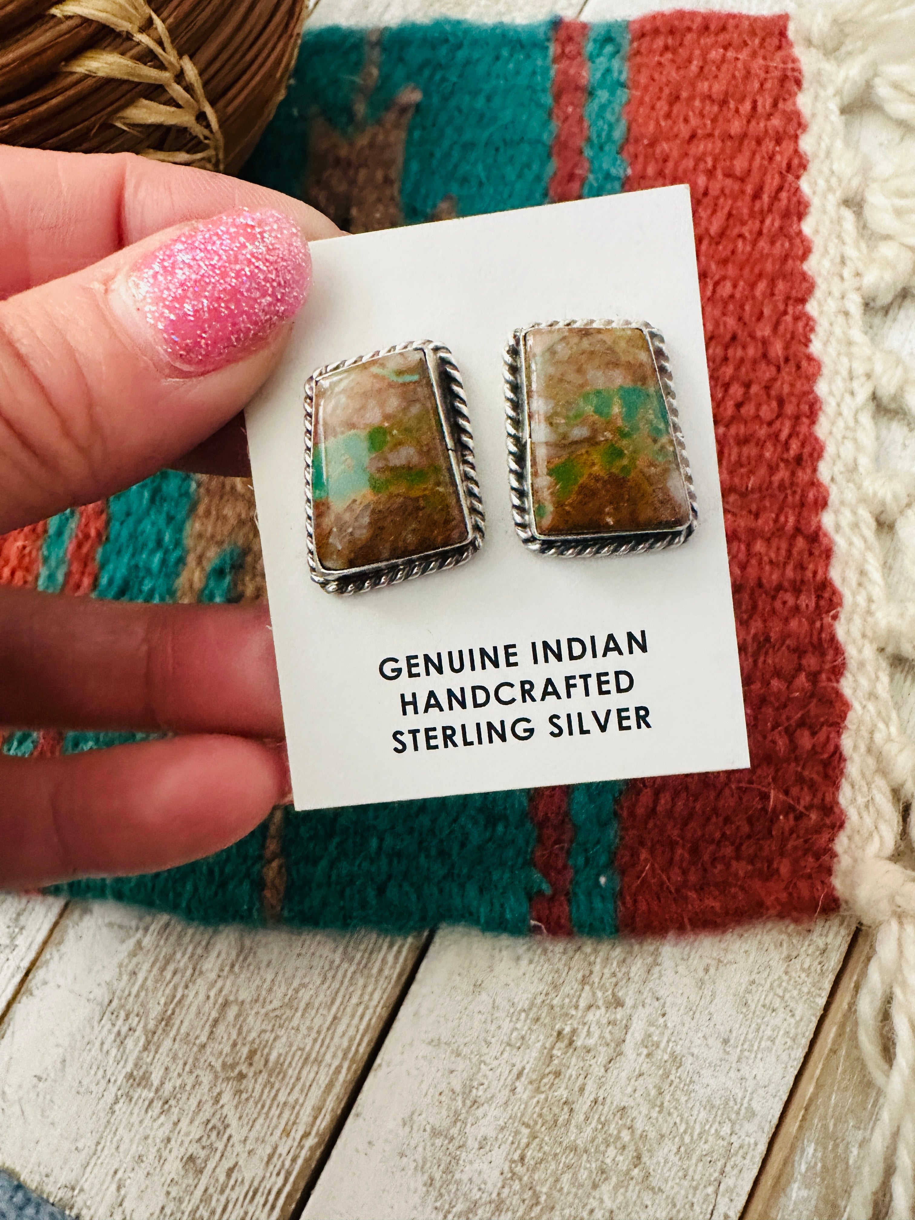 Navajo Sterling Silver & Turquoise Post Earrings