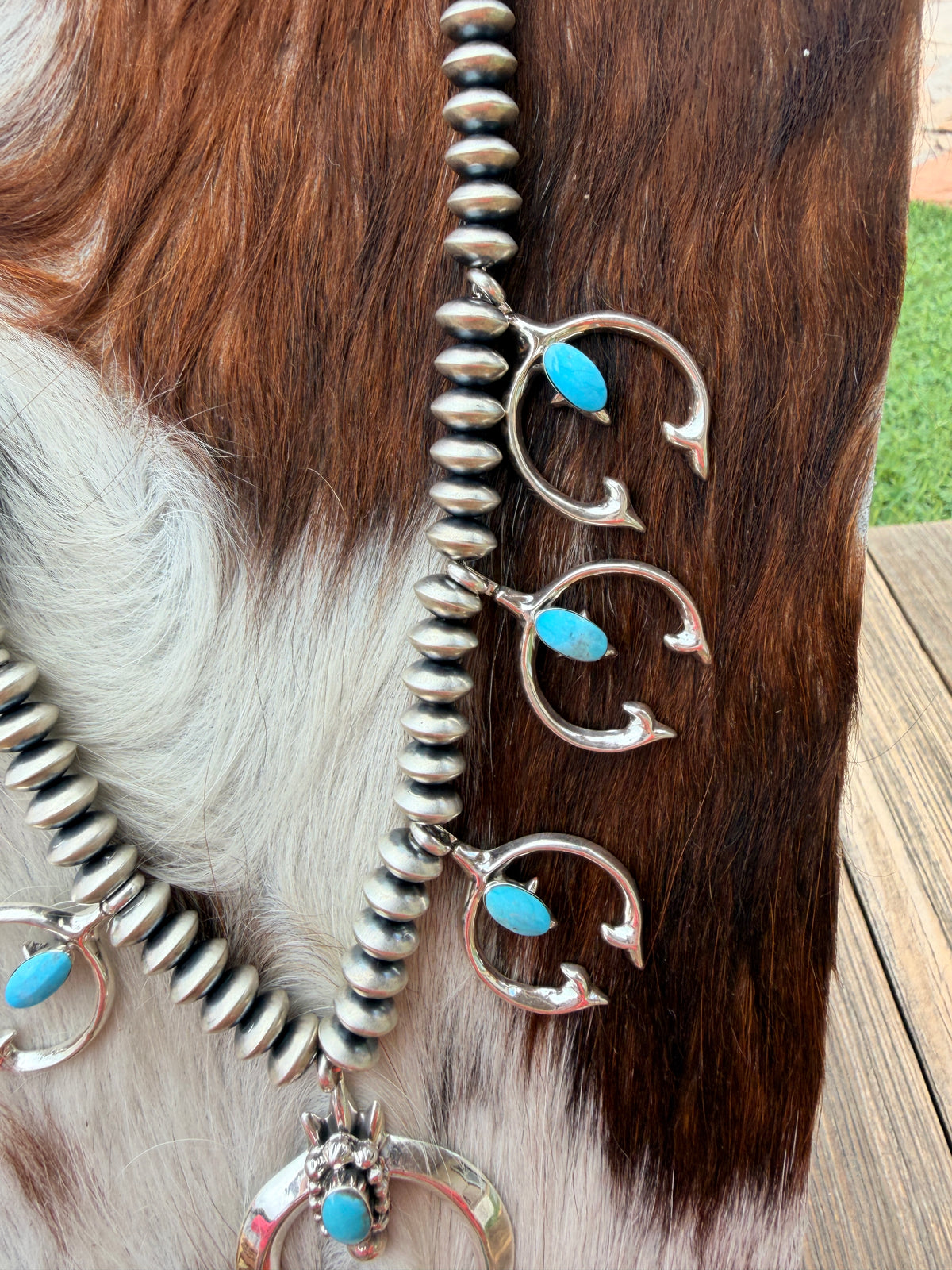 Handcrafted Turquoise & Sterling Silver Naja Necklace