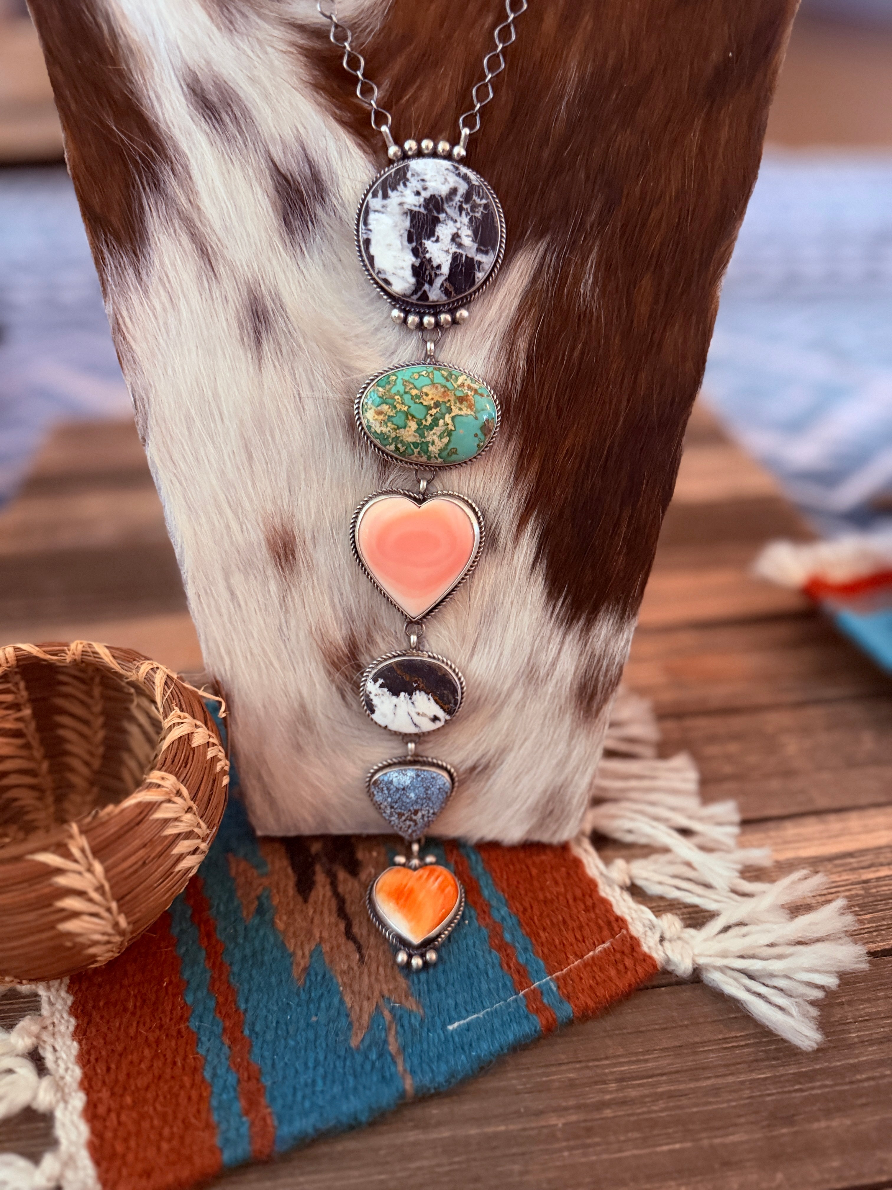 Handcrafted Multi Stone & Sterling Silver Lariat Necklace by Vicky Hicks