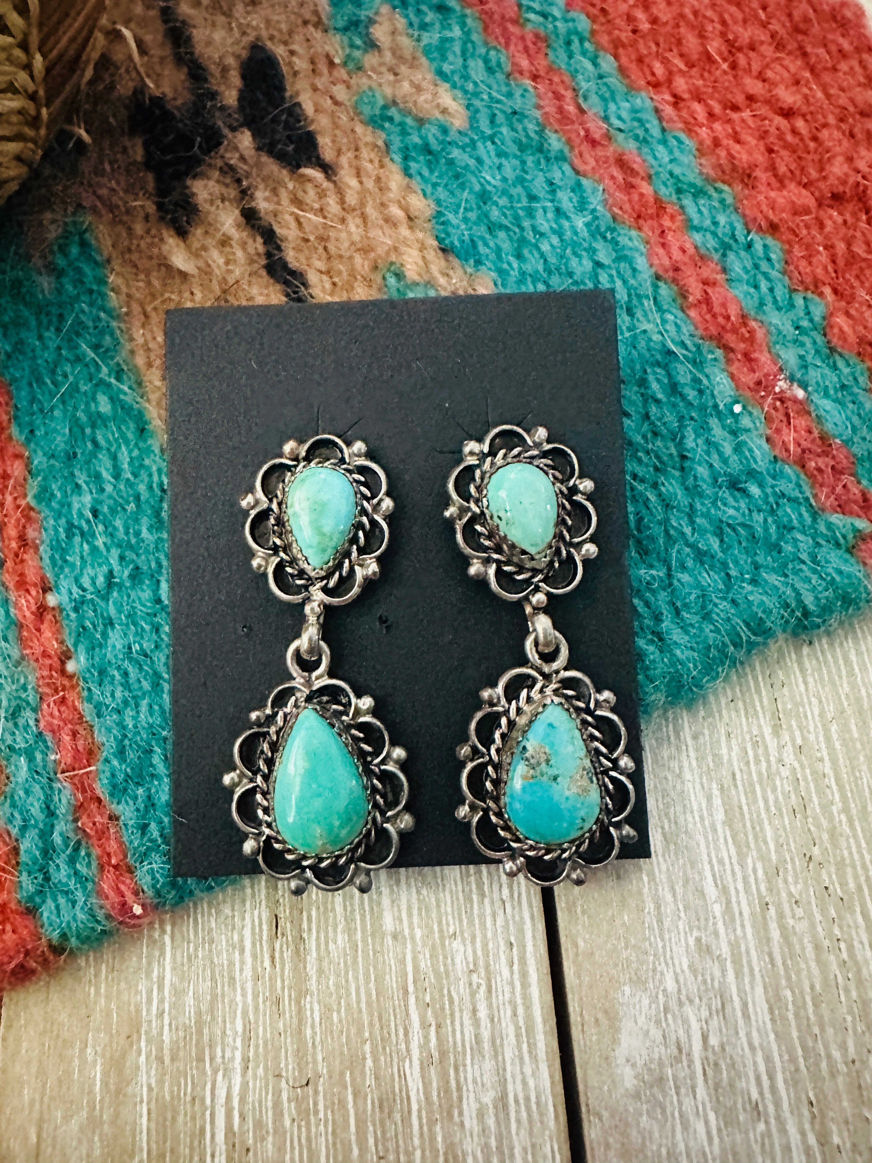 Handcrafted Sterling Silver & Turquoise Dangle Earrings