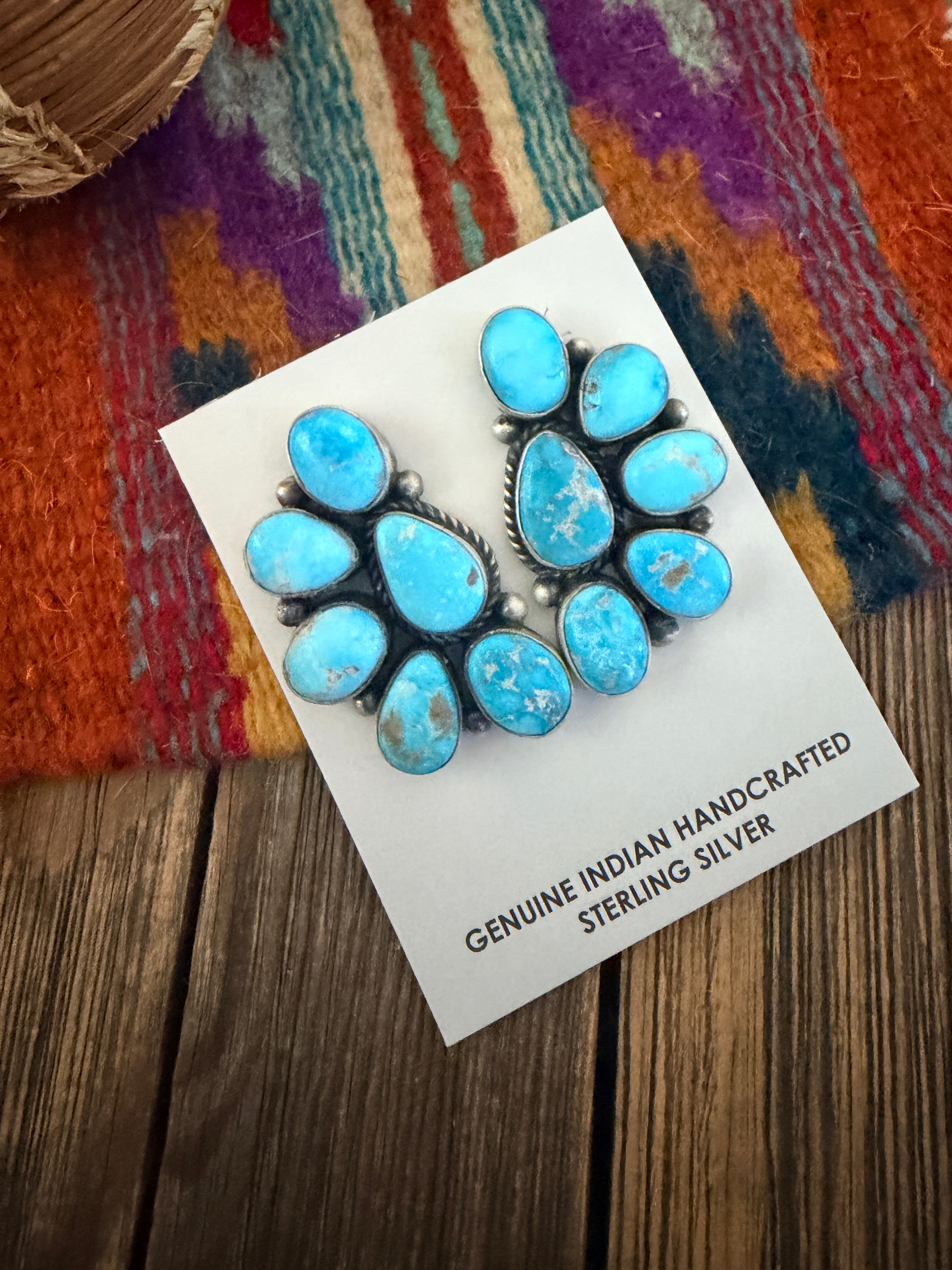 Handcrafted Turquoise & Sterling Silver Post Earrings