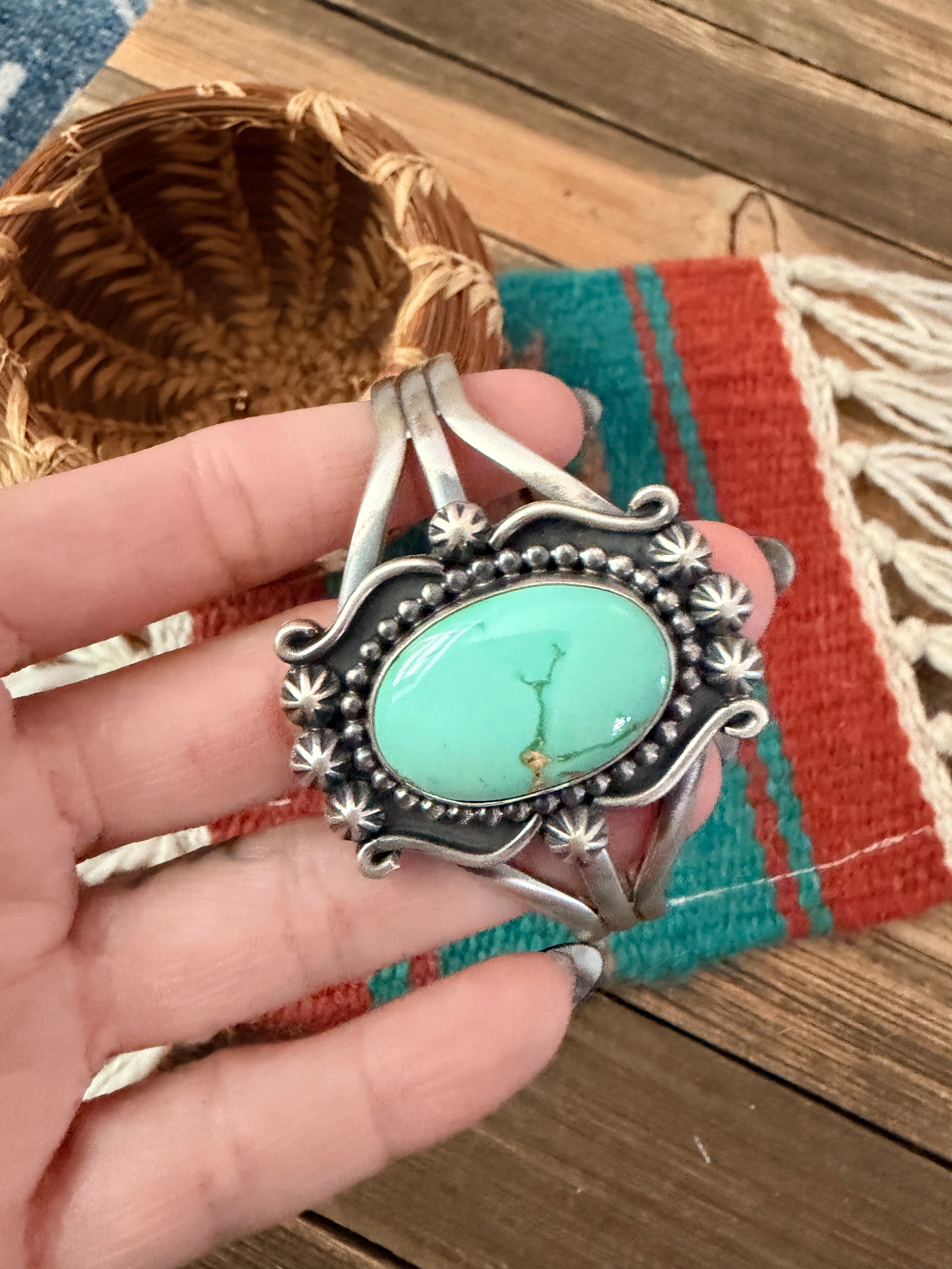 Handcrafted Sterling Silver and Turquoise Cuff Bracelet