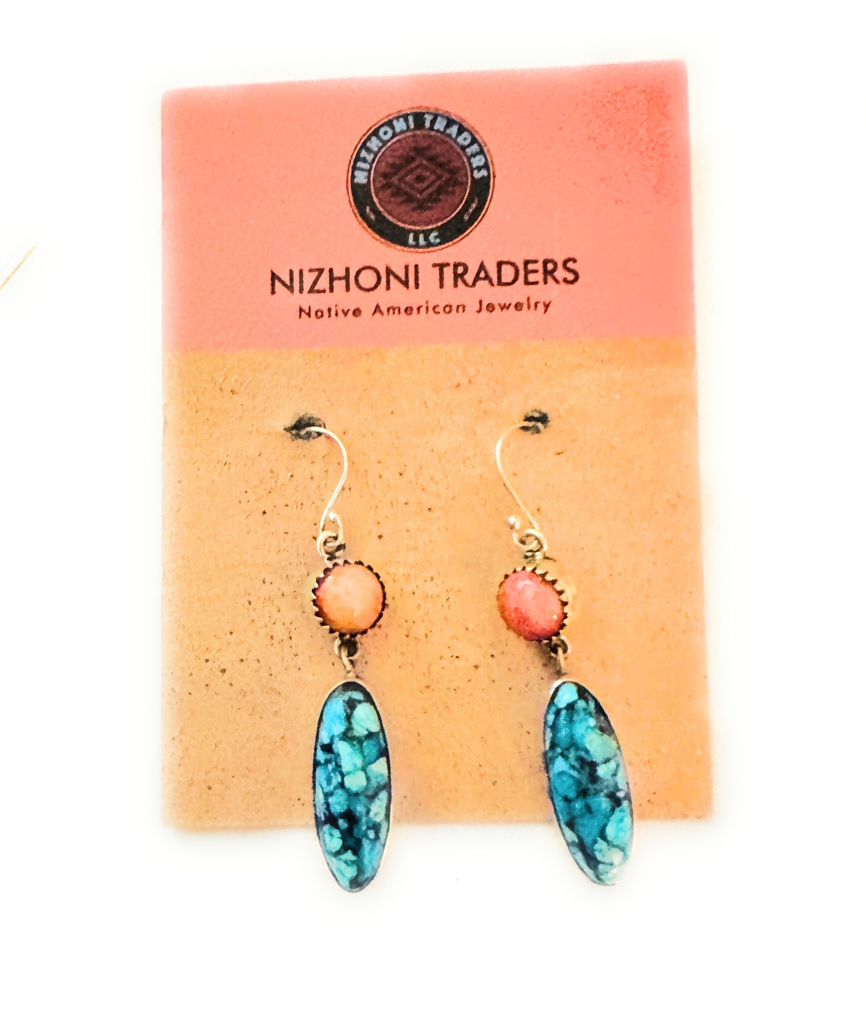 Navajo Turquoise, Spiny and Sterling Silver Dangle Earrings