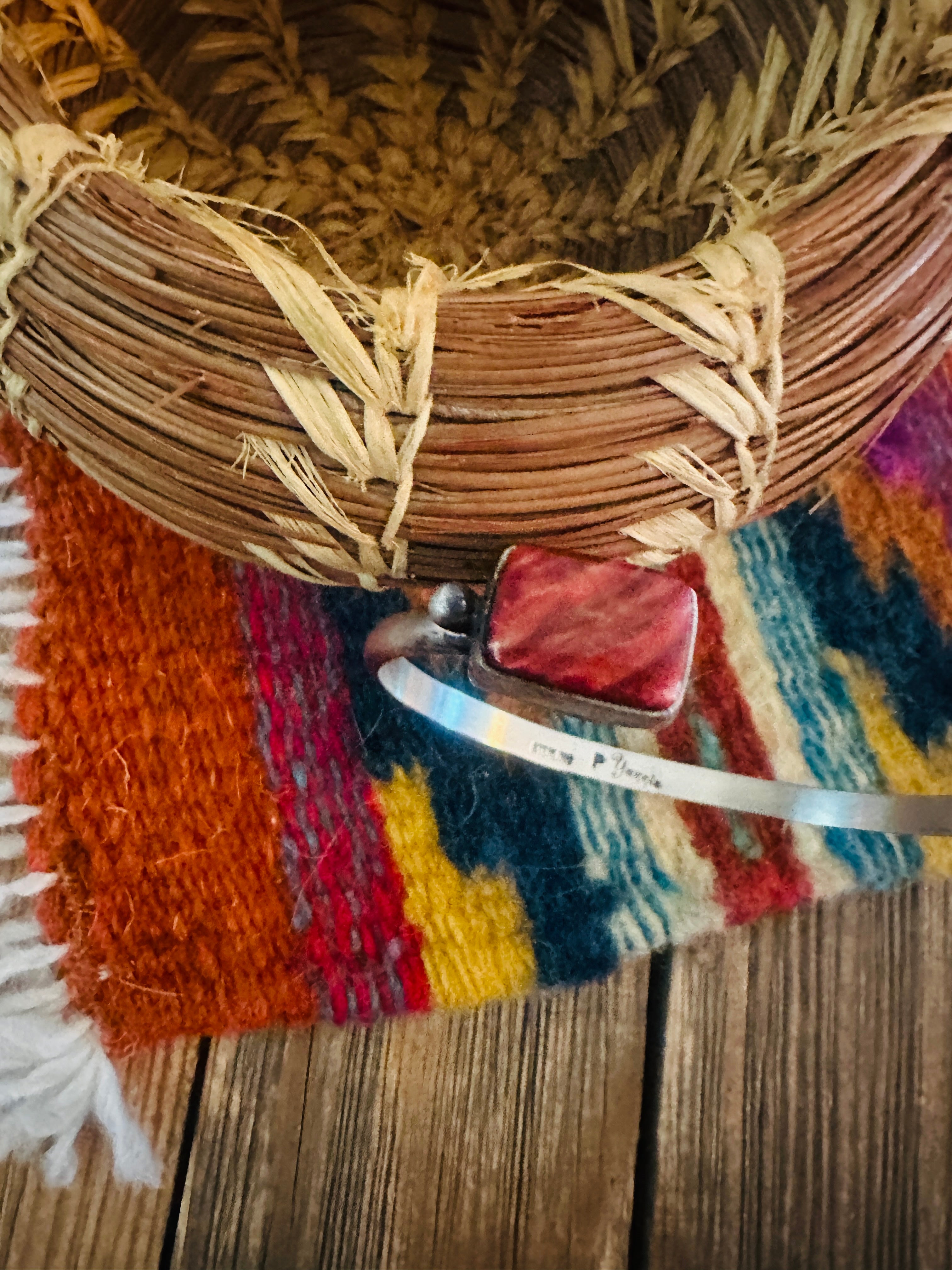 Handcrafted Red Spiny Oyster & Sterling Silver Floating Cuff Bracelet