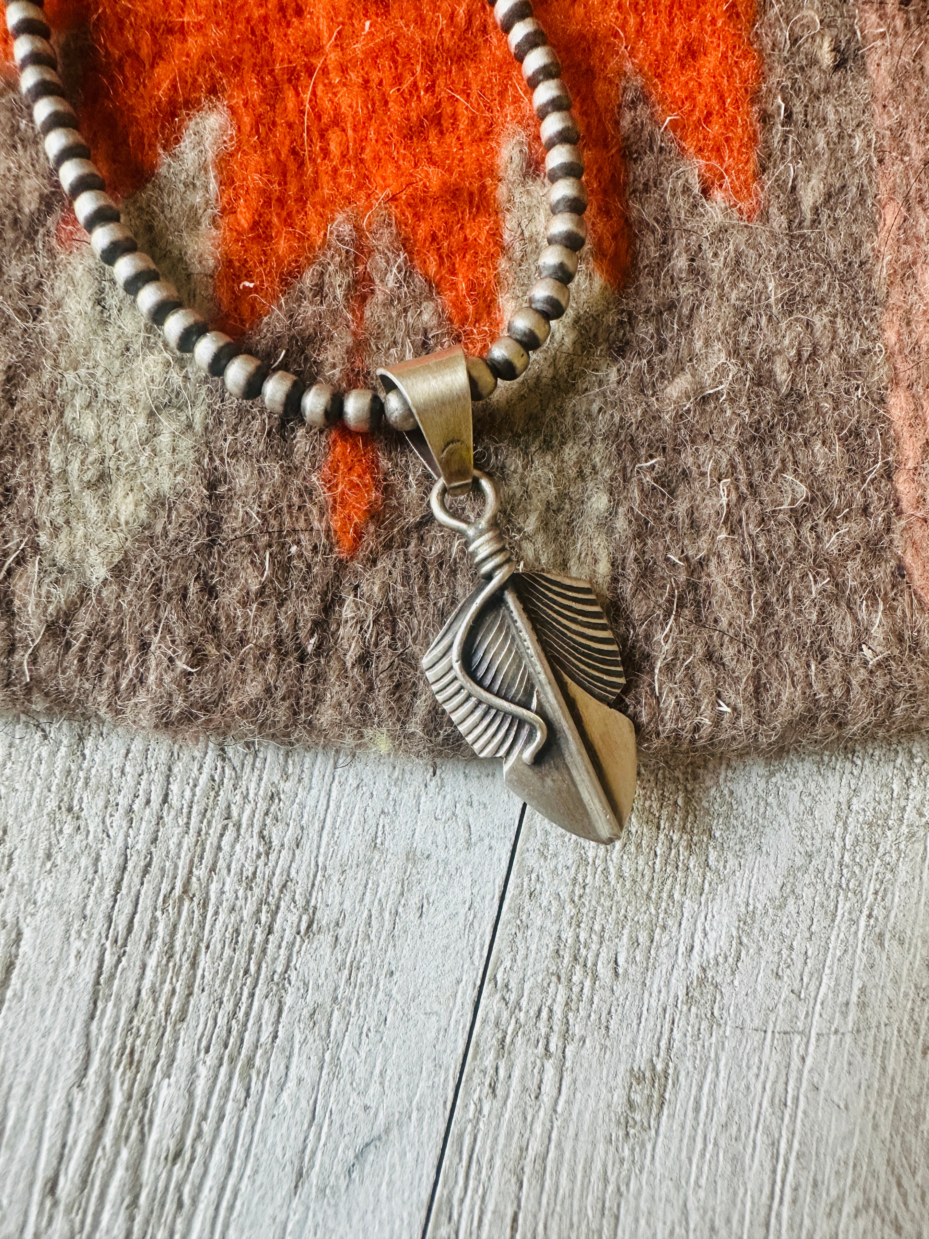 Navajo Sterling Silver Feather Pendant