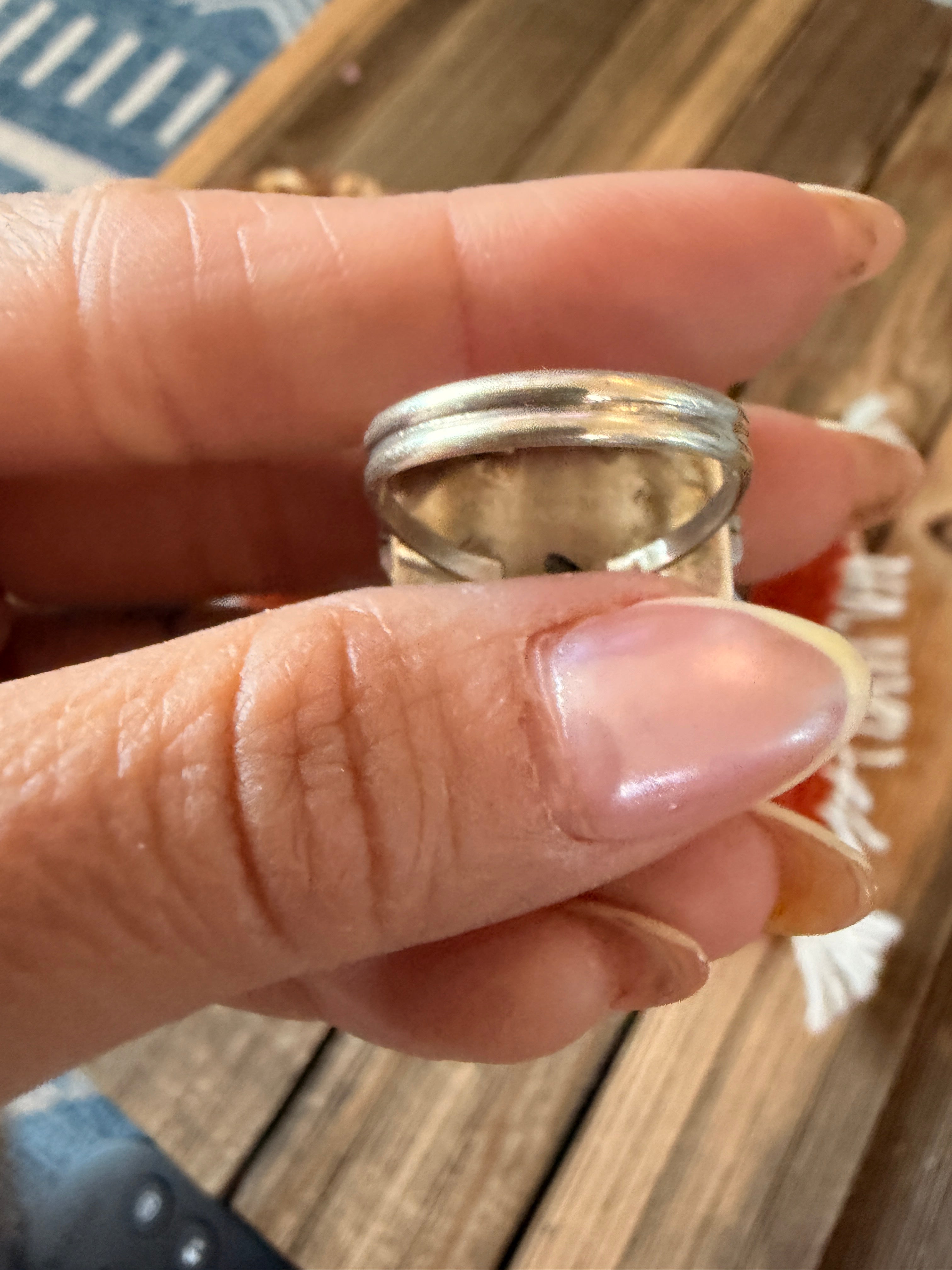 Handcrafted Turquoise & Sterling Silver Ring Size 8.5