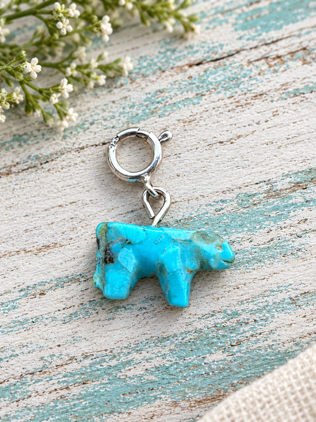 Handcrafted Turquoise Cow Charm