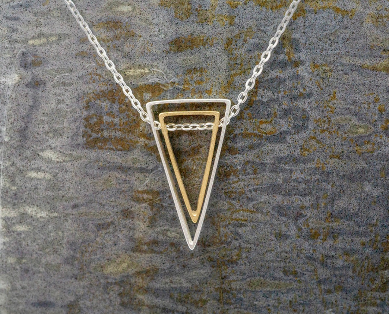Silver & Gold Nested Triangles Necklace