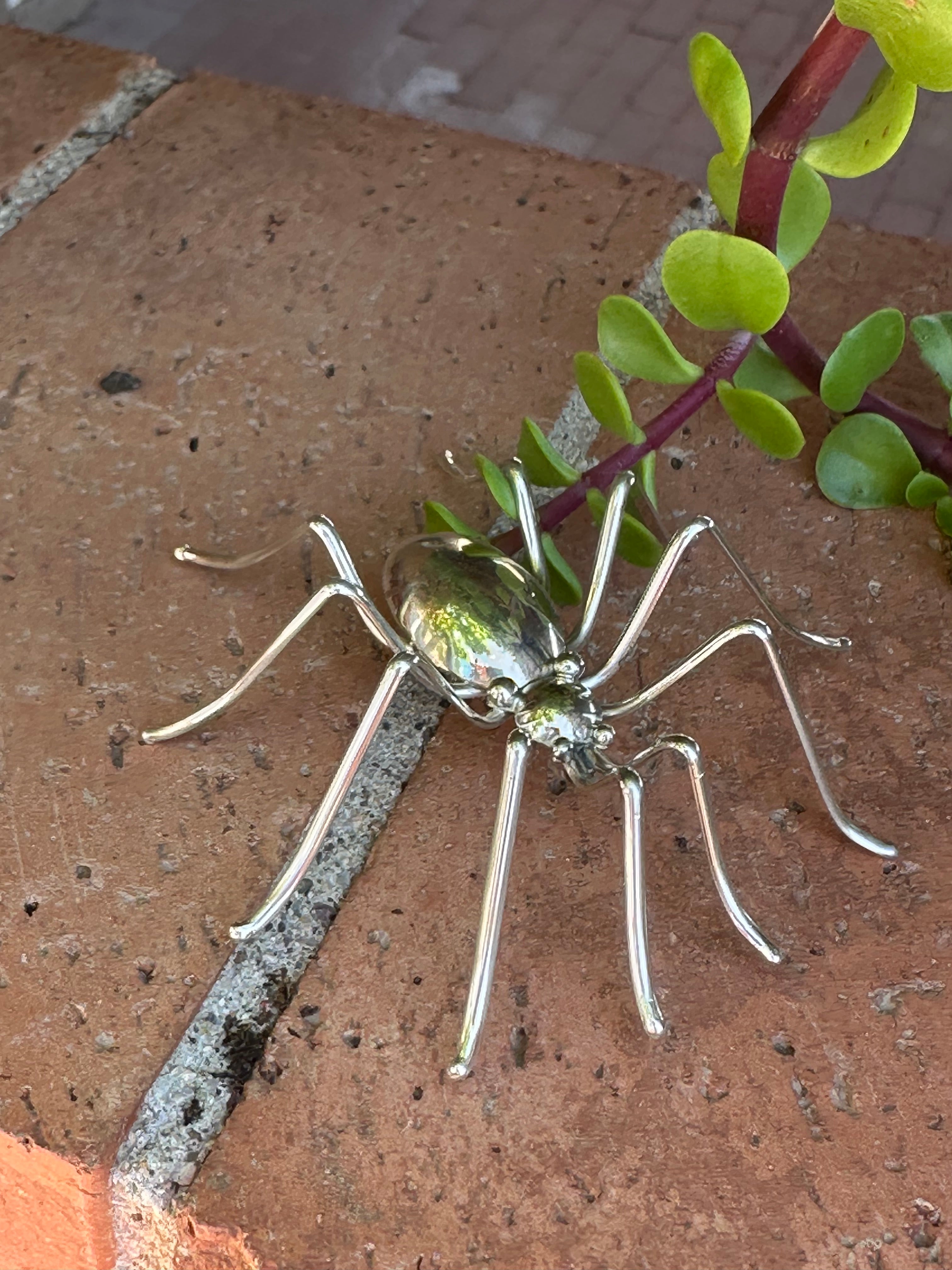 Handcrafted Sterling Silver Spider Brooch