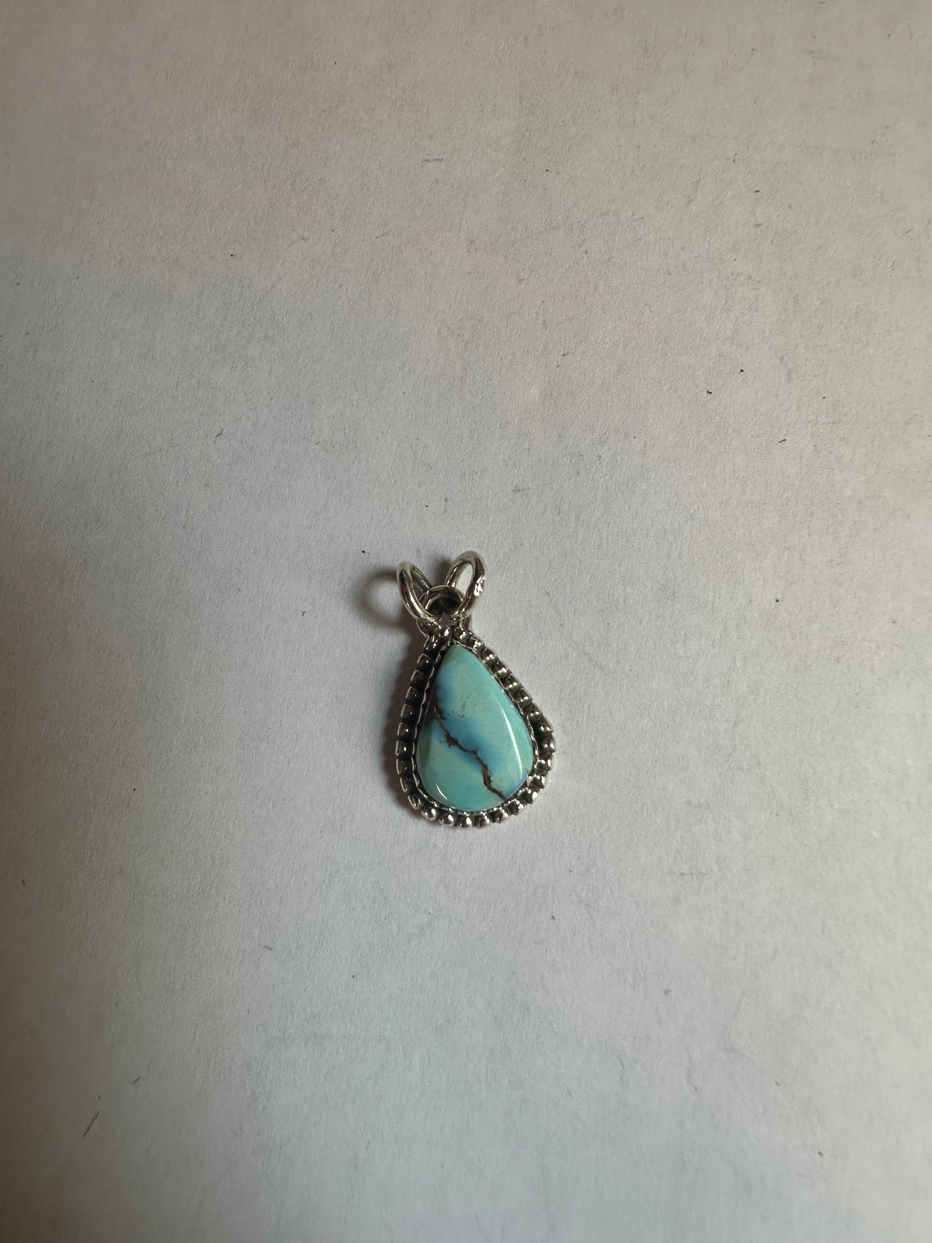 Handmade Golden Hills Turquoise & Sterling Silver Small Pendant Signed Nizhoni