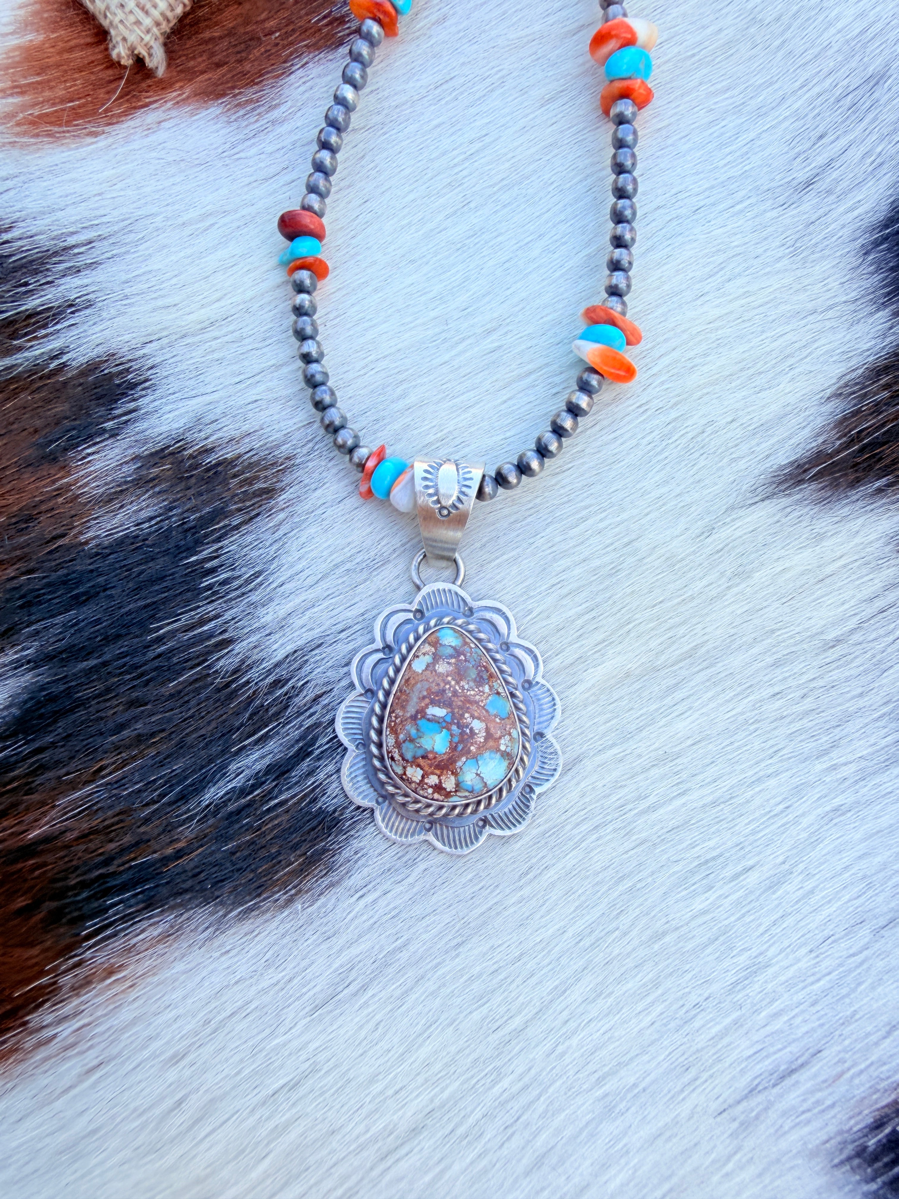 Handcrafted Sterling Silver & Golden Hills Turquoise Pendant by David Skeets