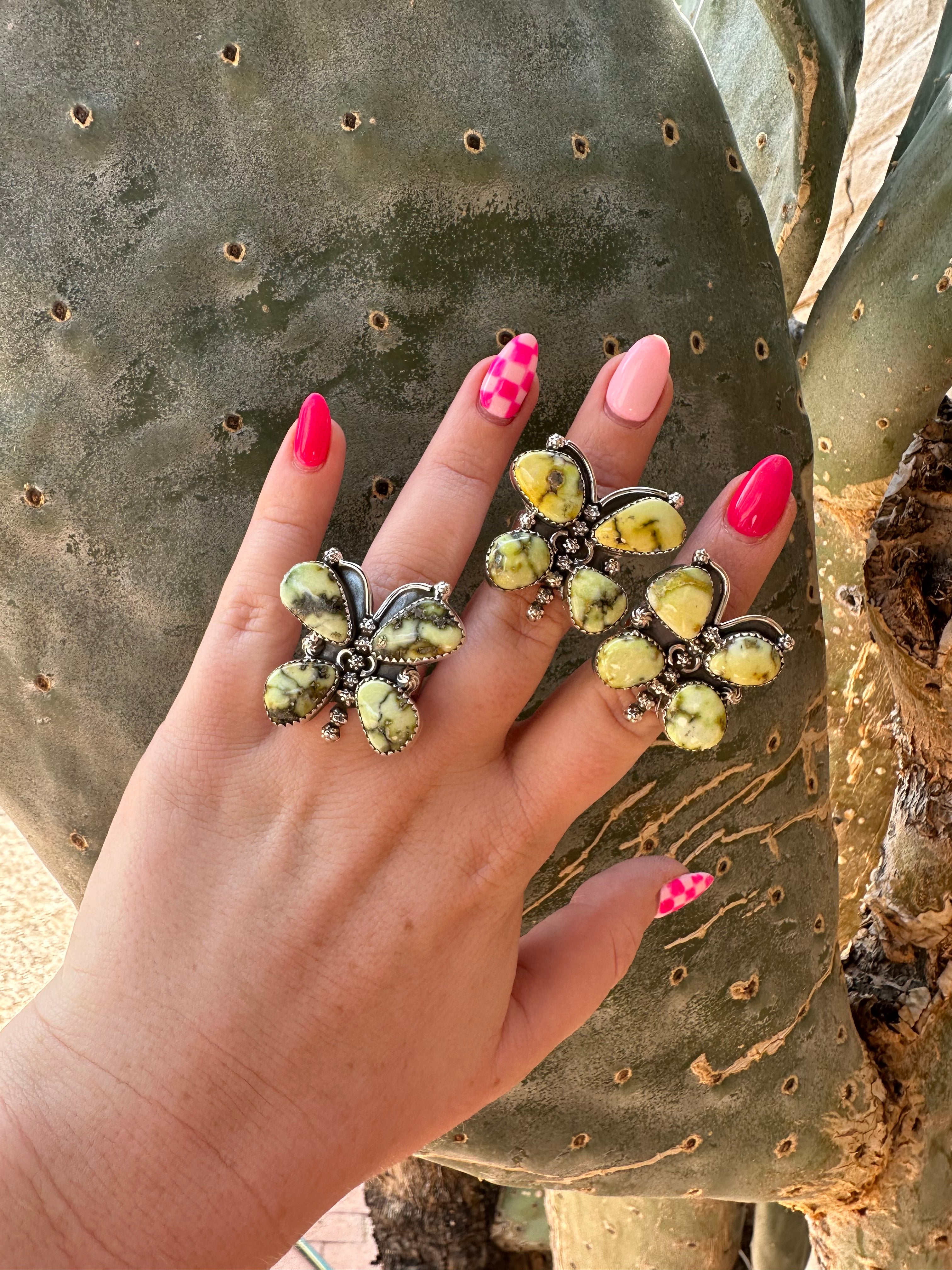 Handmade Butterfly Palomino Turquoise & Sterling Adjustable Ring