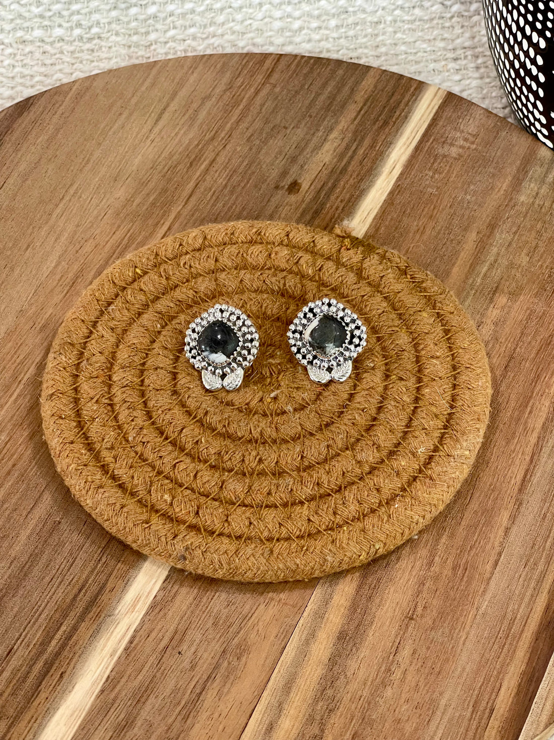 Handcrafted Sterling Silver & White Buffalo Stud Earrings