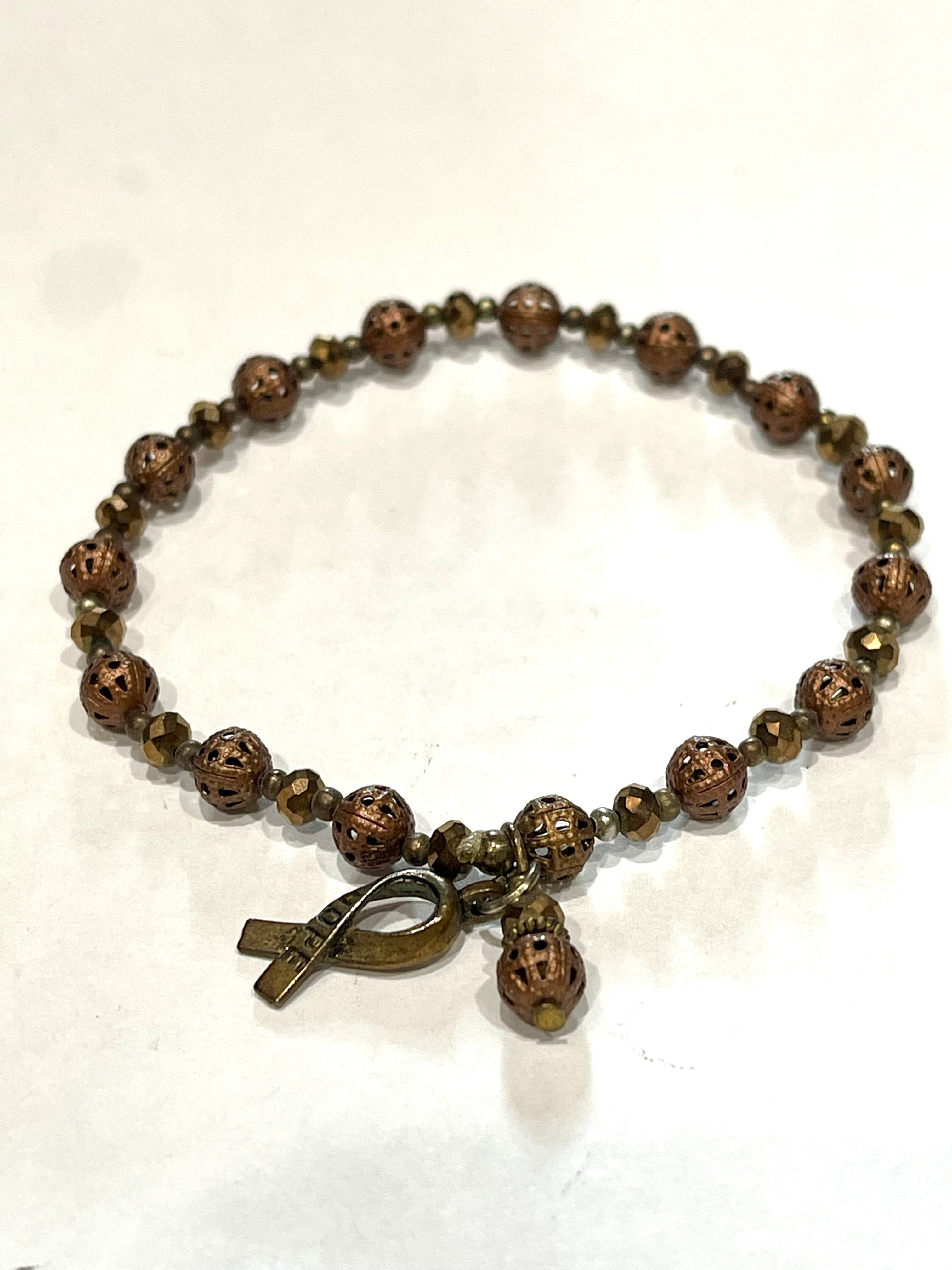 Vintage Handmade Copper Beaded Bracelet