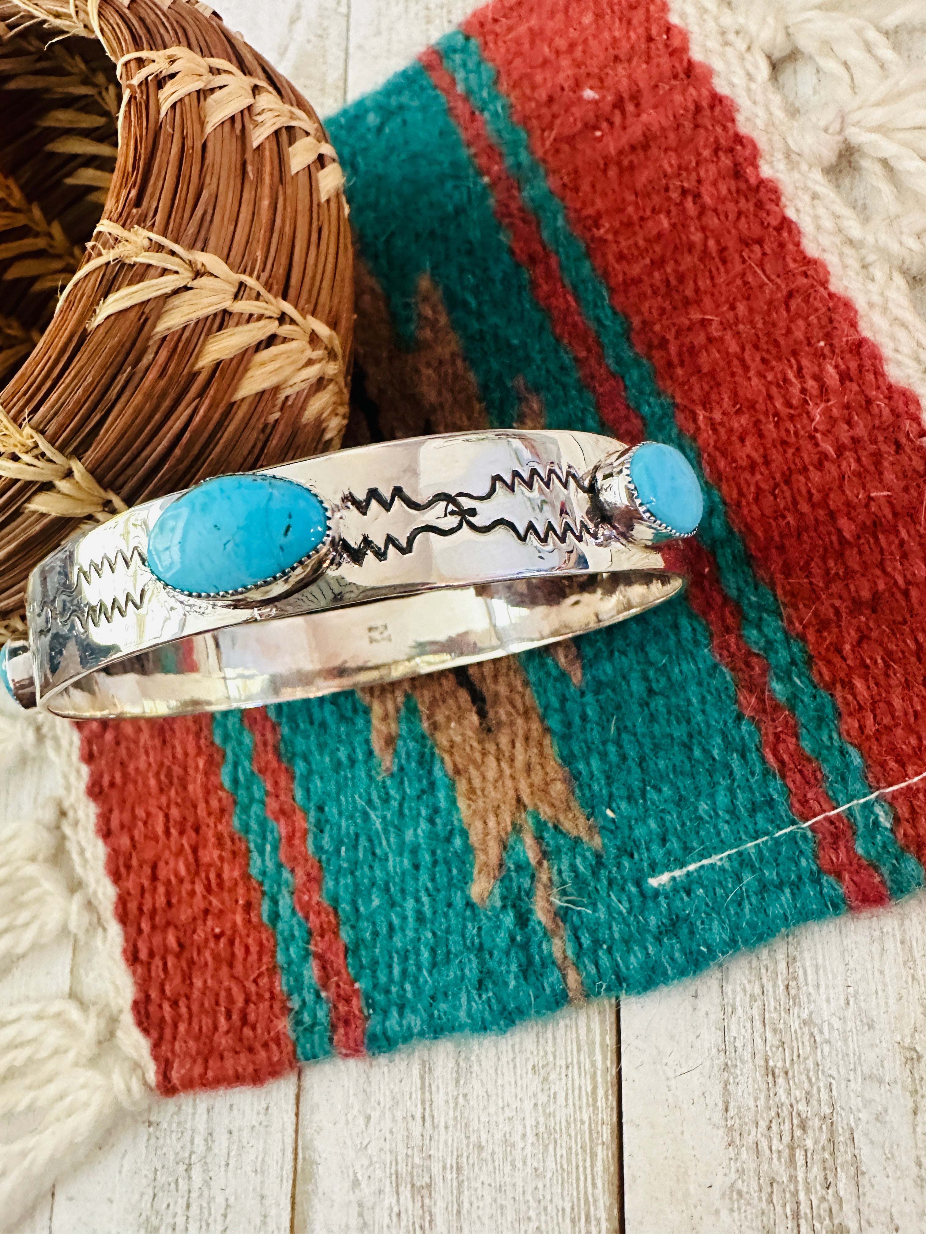 Navajo Turquoise & Sterling Silver Bangle Bracelet