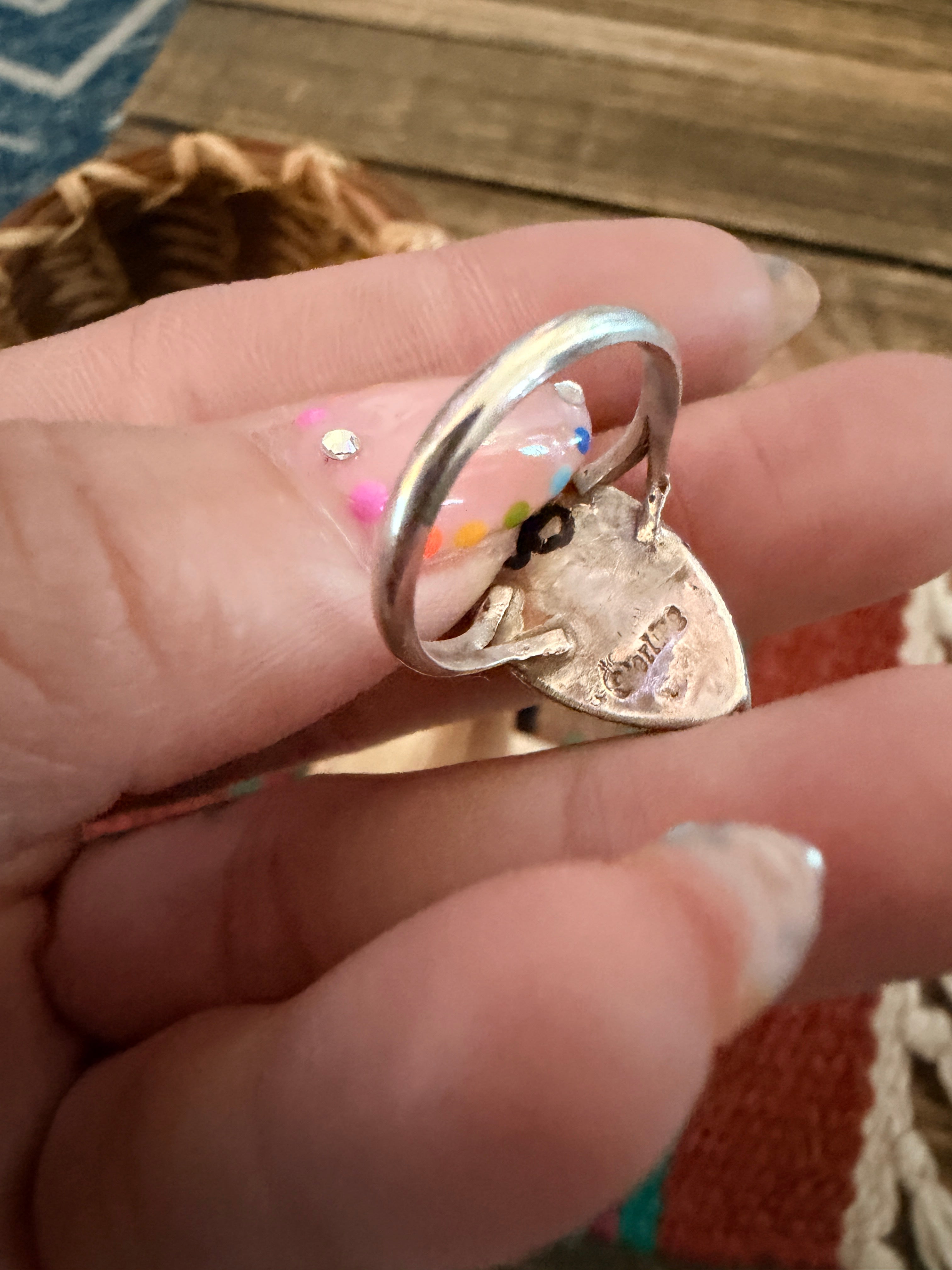 Handcrafted Red Opal & Sterling Silver Ring Size 6.75