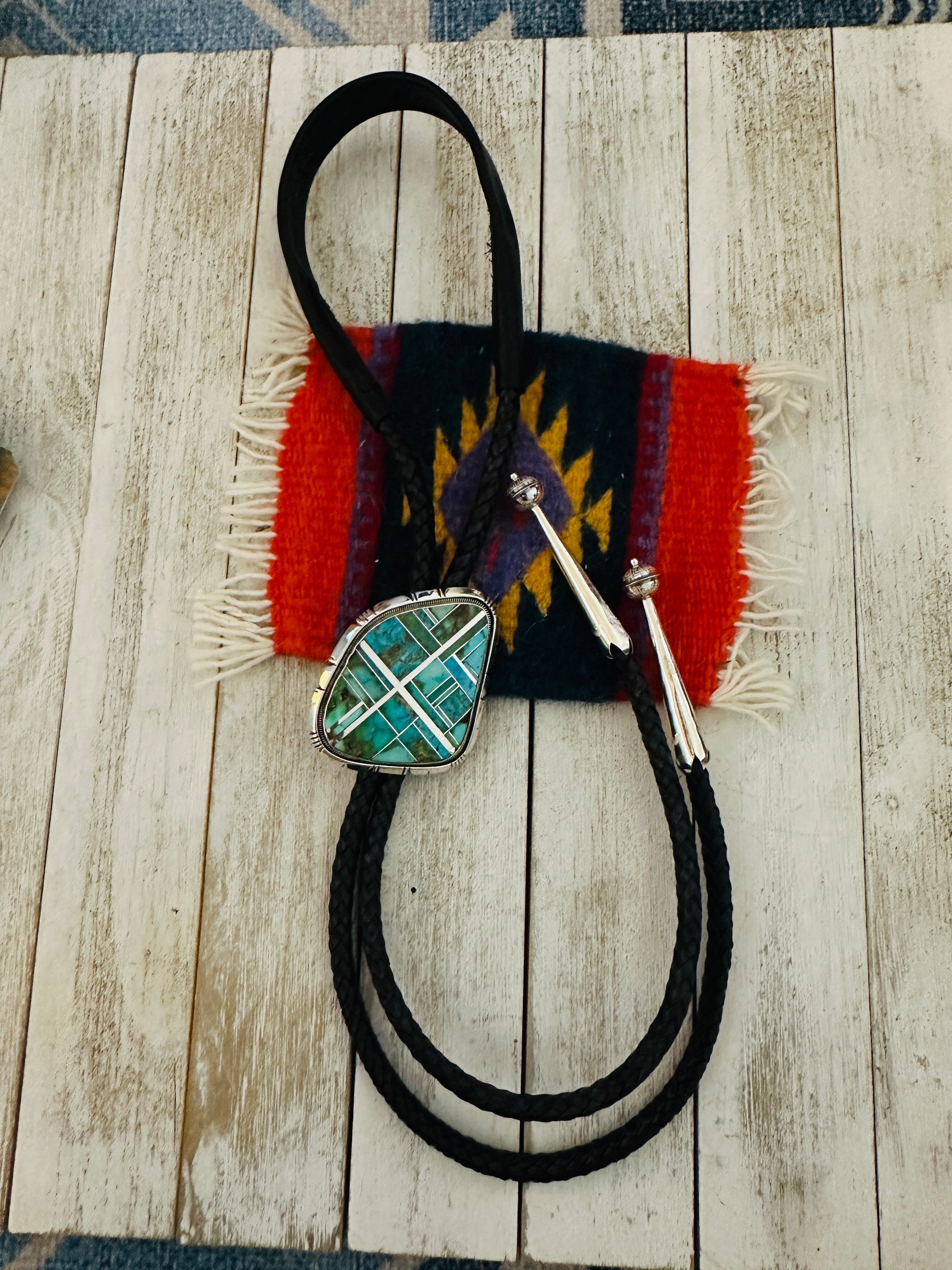 Navajo Sterling Silver & Sonoran Mountain Turquoise Bolo Tie