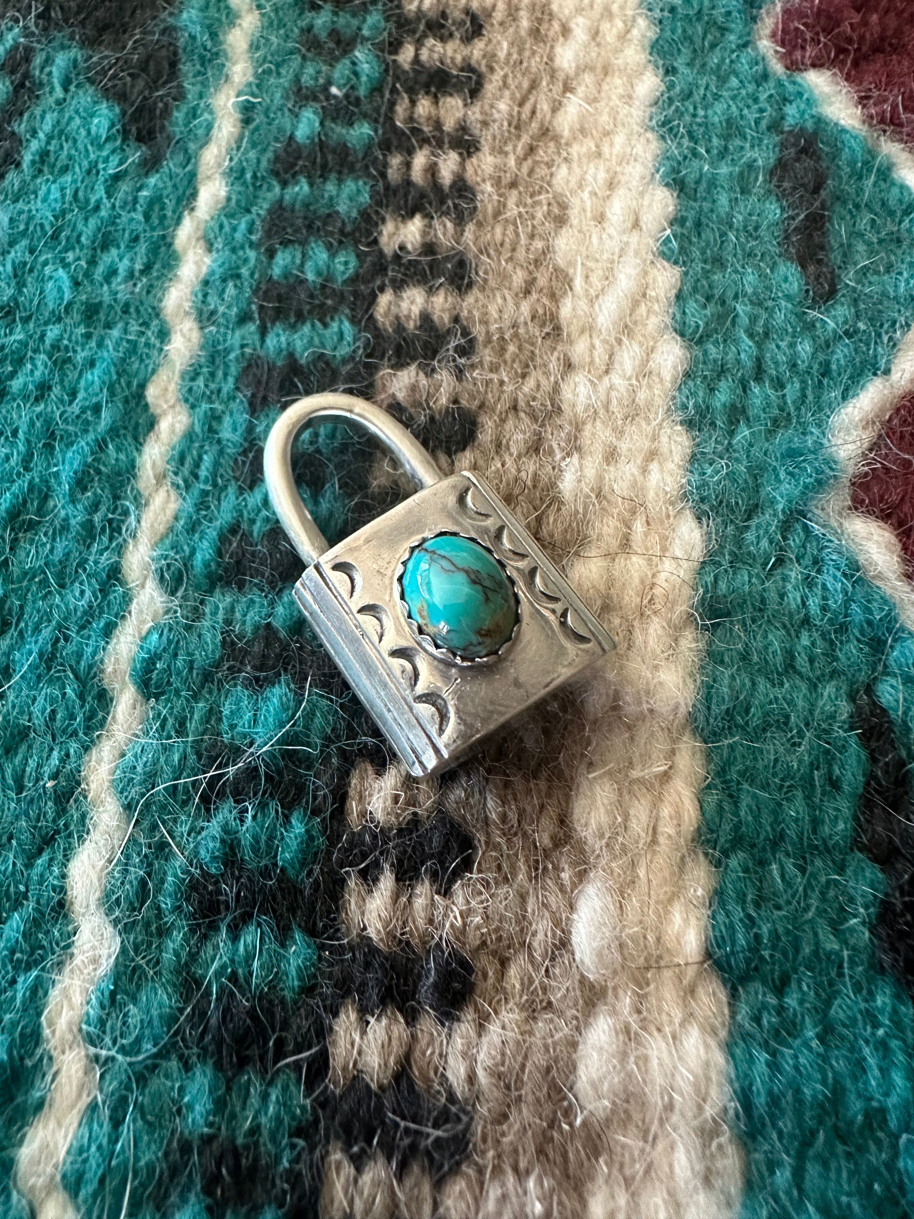 Navajo Turquoise & Sterling Silver Locket Pendant Signed