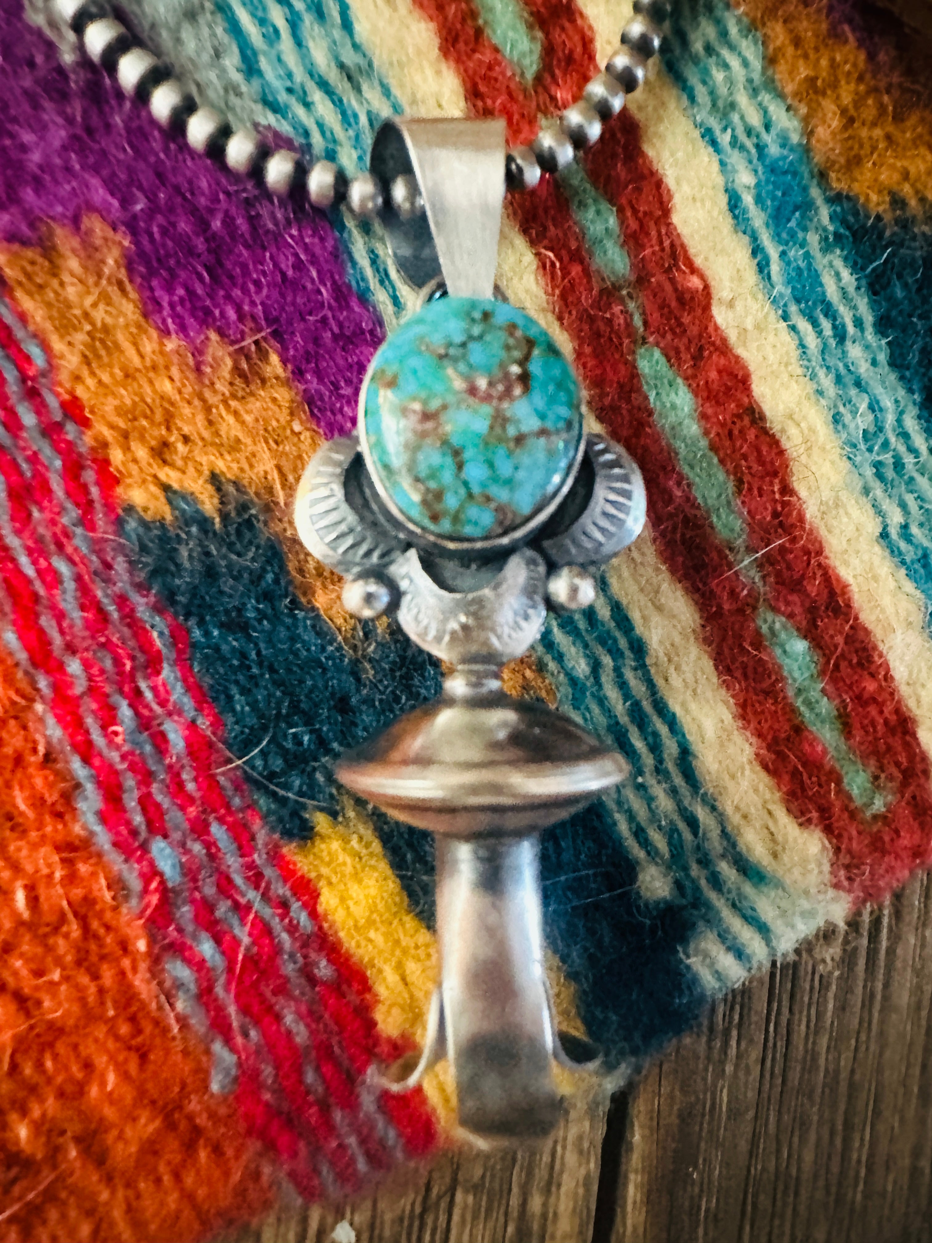 Handcrafted Sterling Silver & Turquoise Blossom Pendant
